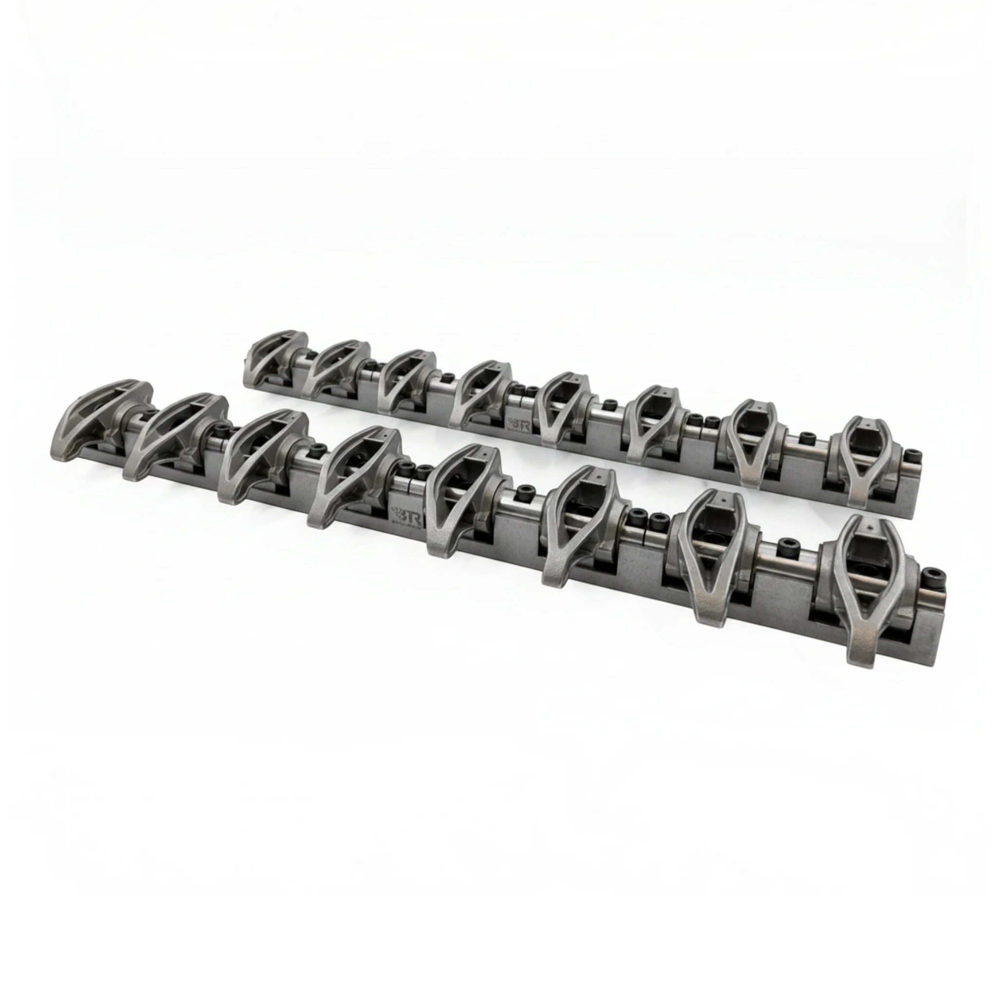 ICT Billet BTR LS3 shaft mount rocker arm kit featuring pre-assembled steel rocker arms for high-RPM stability.