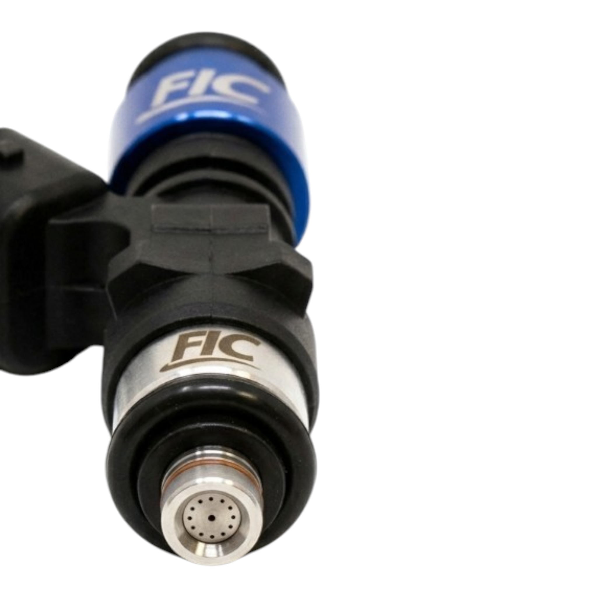 ICT Billet Fuel Injector Clinic 365cc high-performance fuel injector for GM LS1 engines with blue top and nozzle view