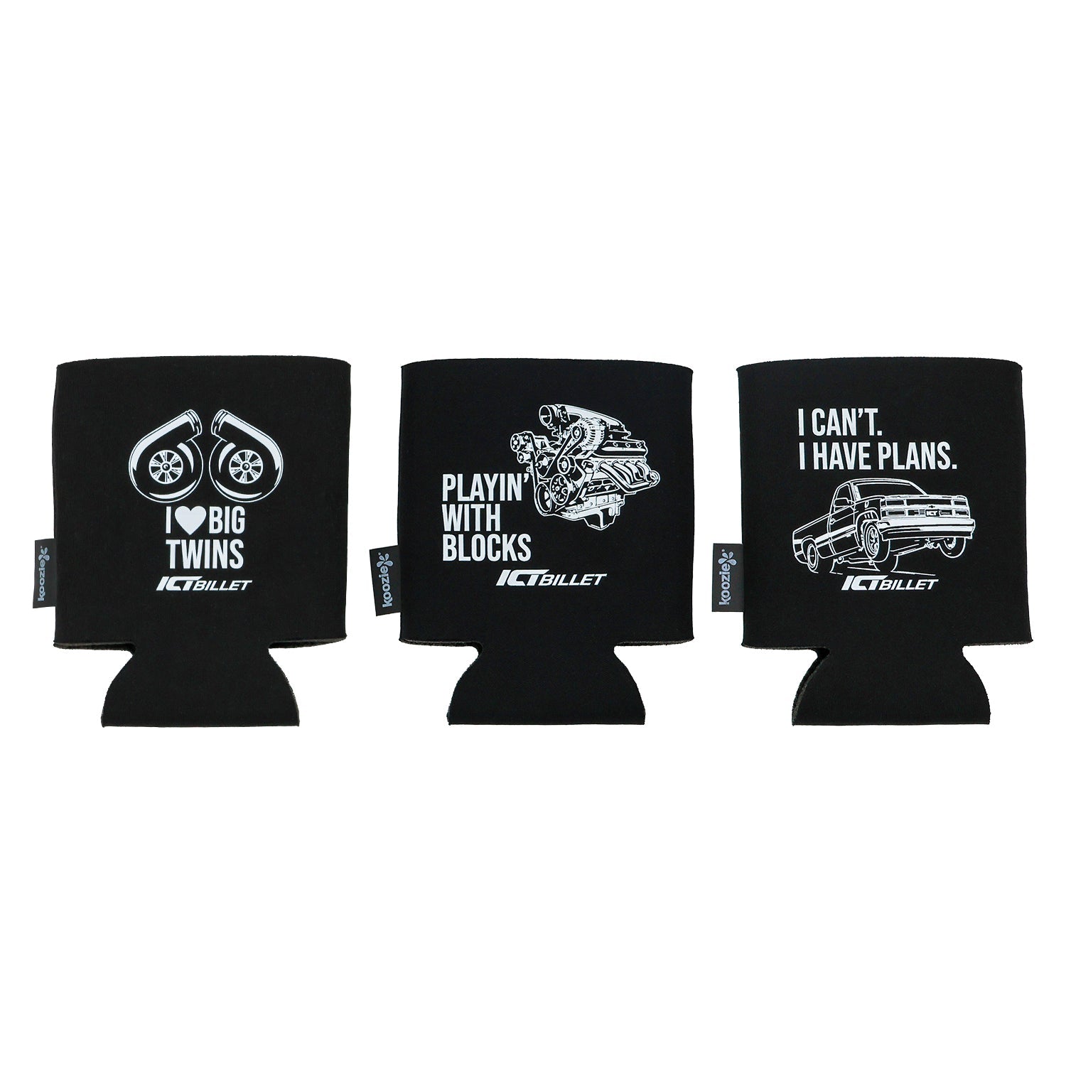 ICT Billet - Koozie Can Cooler - Set of 3 Designs - ICT Billet KOOZIE-STANDARD-3SET