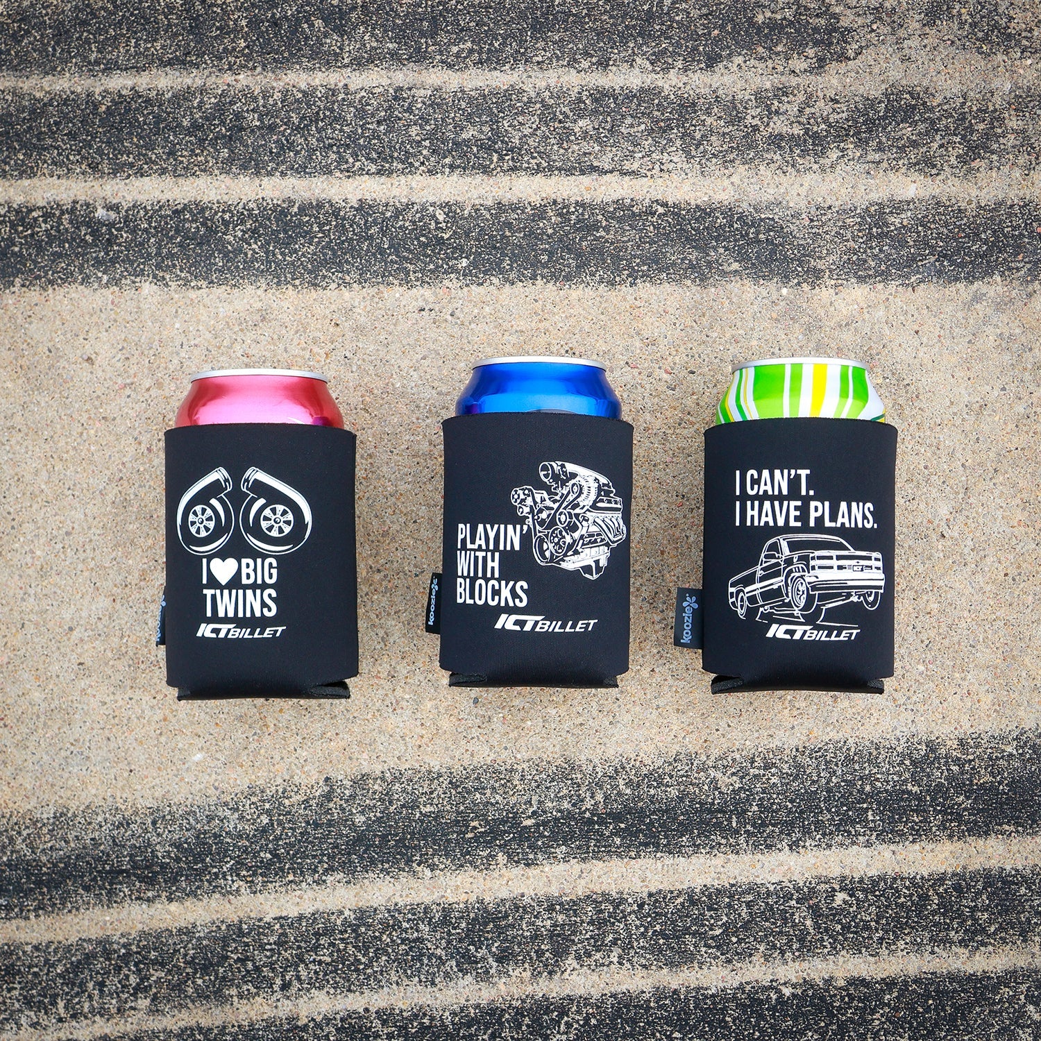 ICT Billet - Koozie Can Cooler - Set of 3 Designs - ICT Billet KOOZIE-STANDARD-3SET