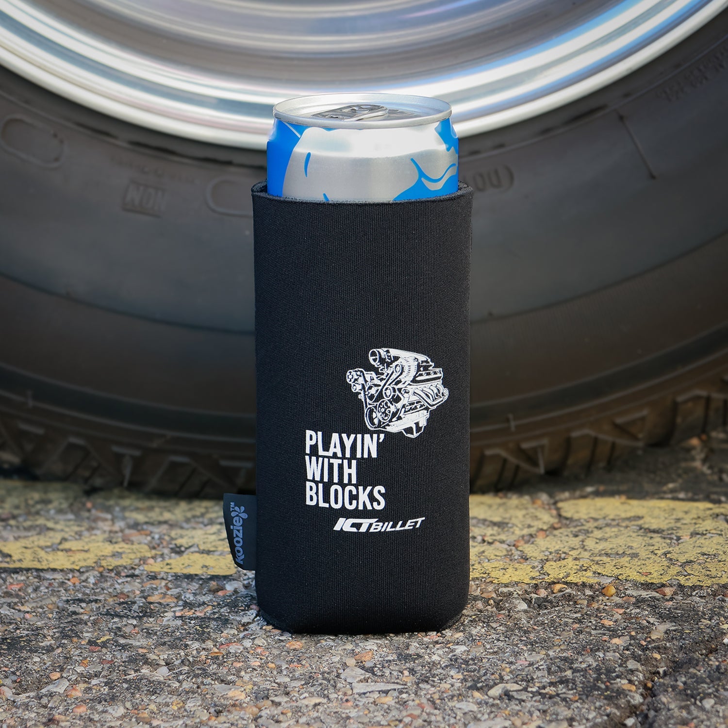 ICT Billet - Koozie Slim Can Cooler - Playin With Blocks - ICT Billet KOOZIE-SLIM-BLOCKS