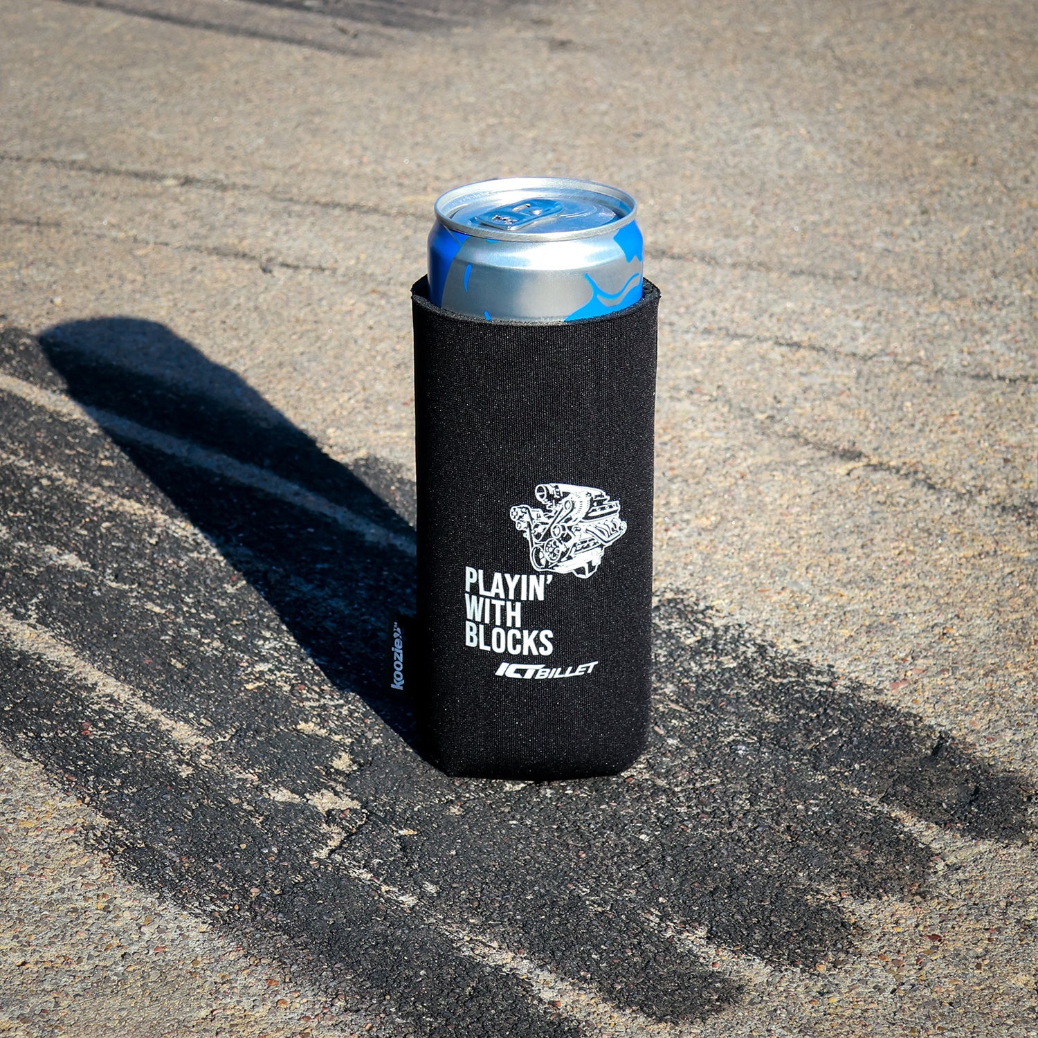 ICT Billet - Koozie Slim Can Cooler - Playin With Blocks - ICT Billet KOOZIE-SLIM-BLOCKS