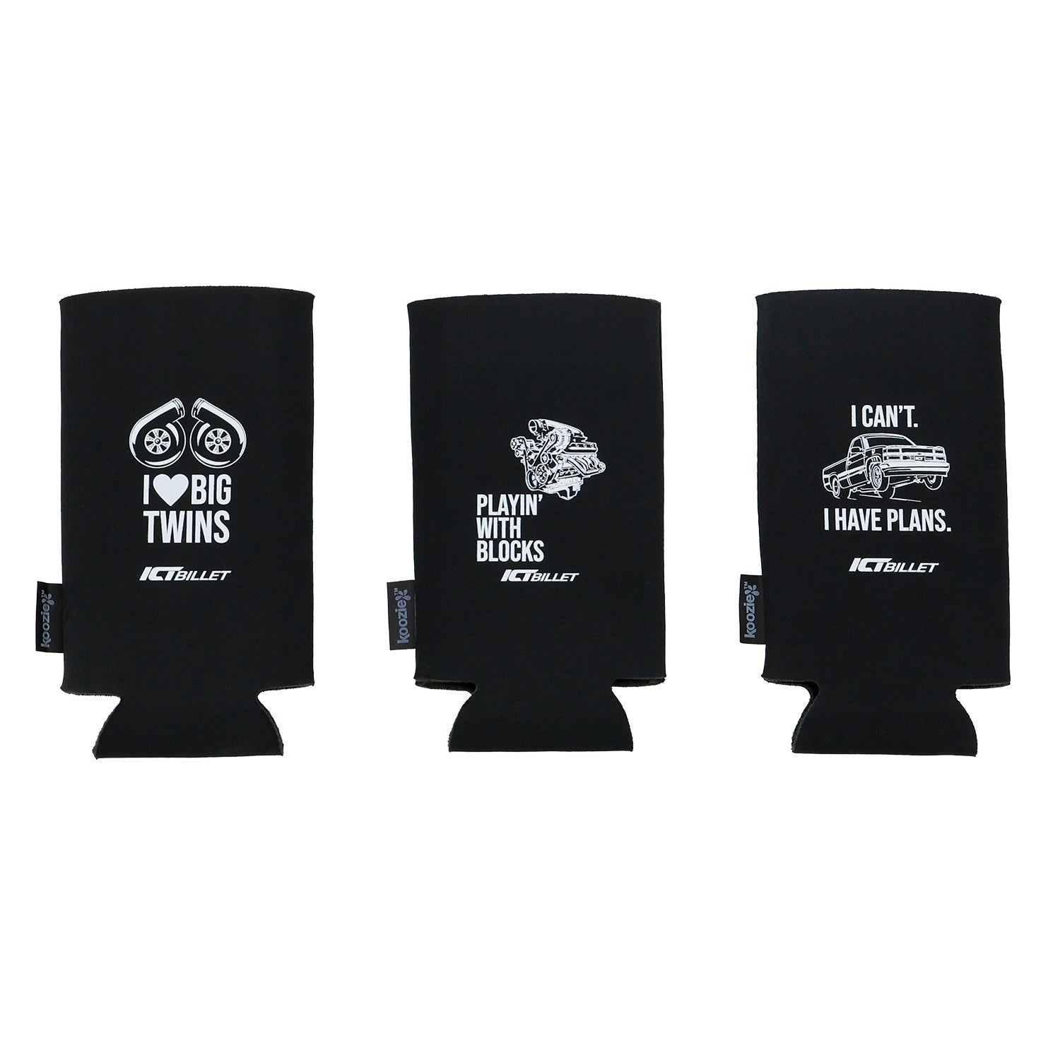 ICT Billet - Koozie Slim Can Cooler - Set of 3 Designs - ICT Billet KOOZIE-SLIM-3SET