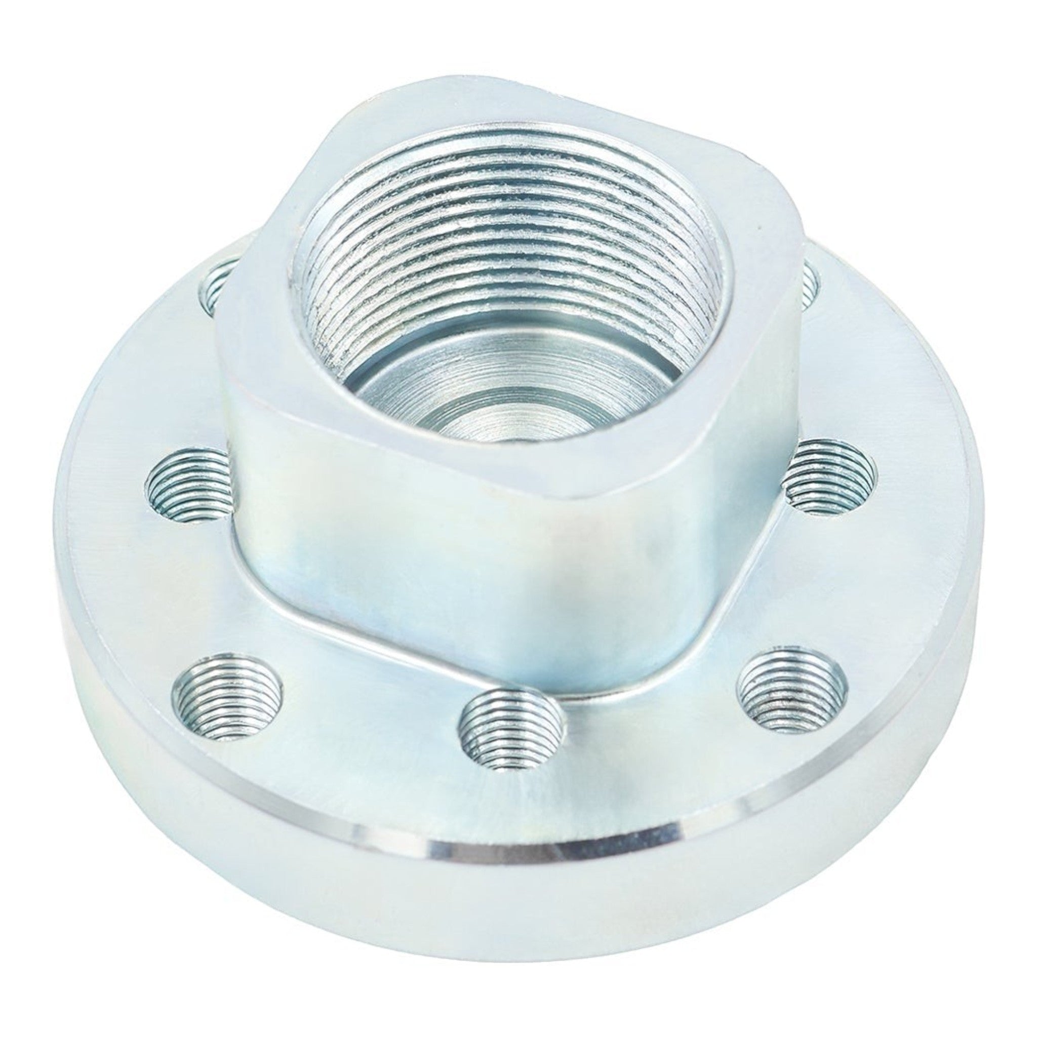 ICT Billet zinc-coated steel mechanical fan adapter for LS truck water pumps with dual bolt pattern