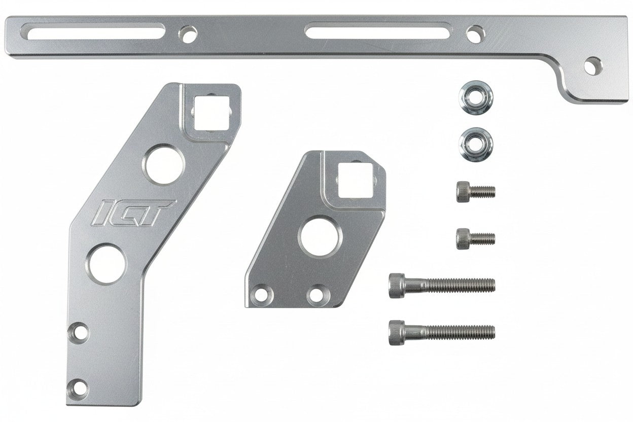 ICT Billet LS3 throttle cable bracket kit for sheet metal intake manifolds made from 6061-T6 billet aluminum