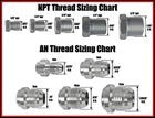 ICT Billet NPT and AN thread sizing chart for automotive hose fittings and adapters