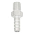 ICT Billet 1/8 inch NPT male to 5/16 inch hose barb straight fitting made from bare 6061-T6 billet aluminum.