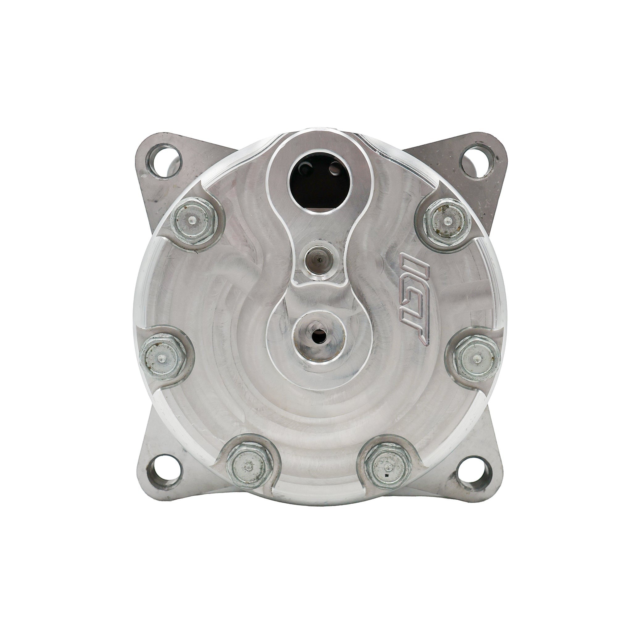 ICT Billet aluminum rear cover adapter for Sanden 709 A/C compressor to R4 lines