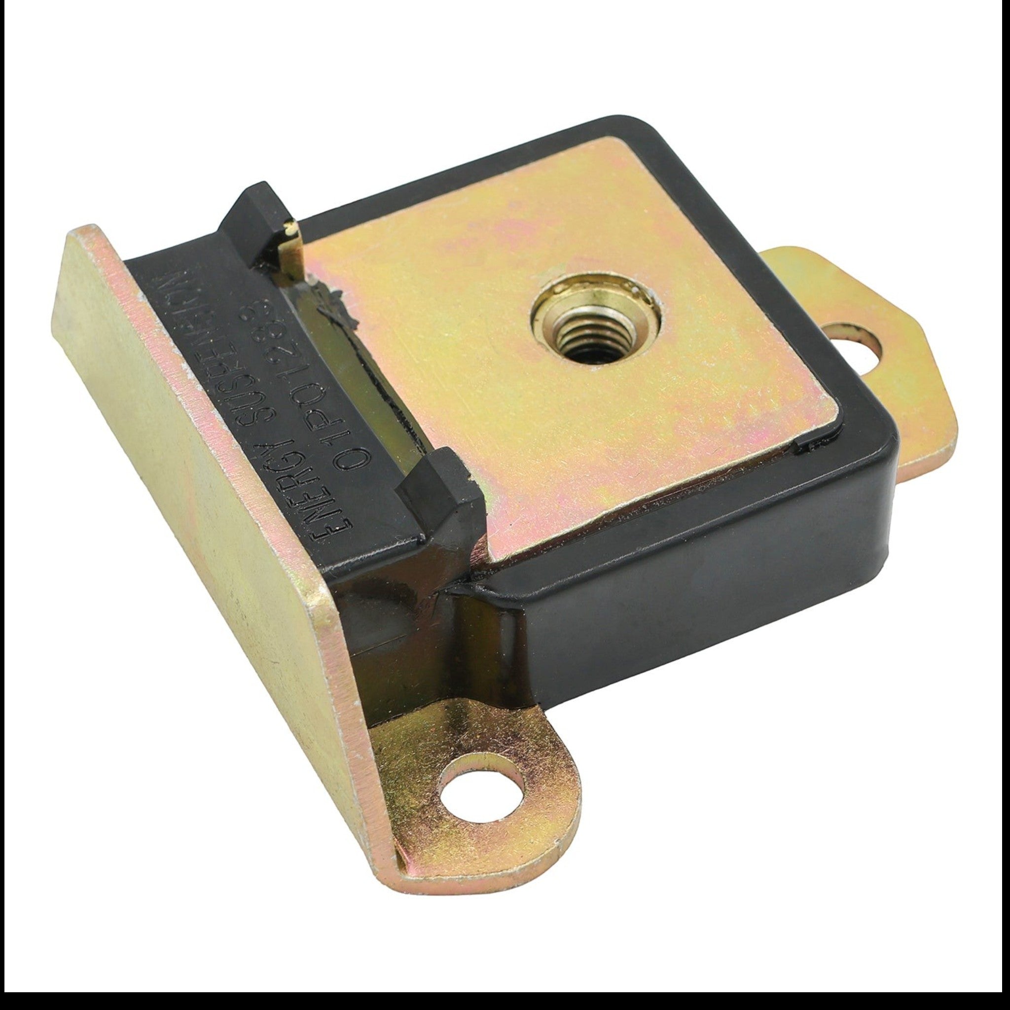 ICT Billet Energy Suspension polyurethane engine mount for early SBC truck engines with gold zinc plated steel plate