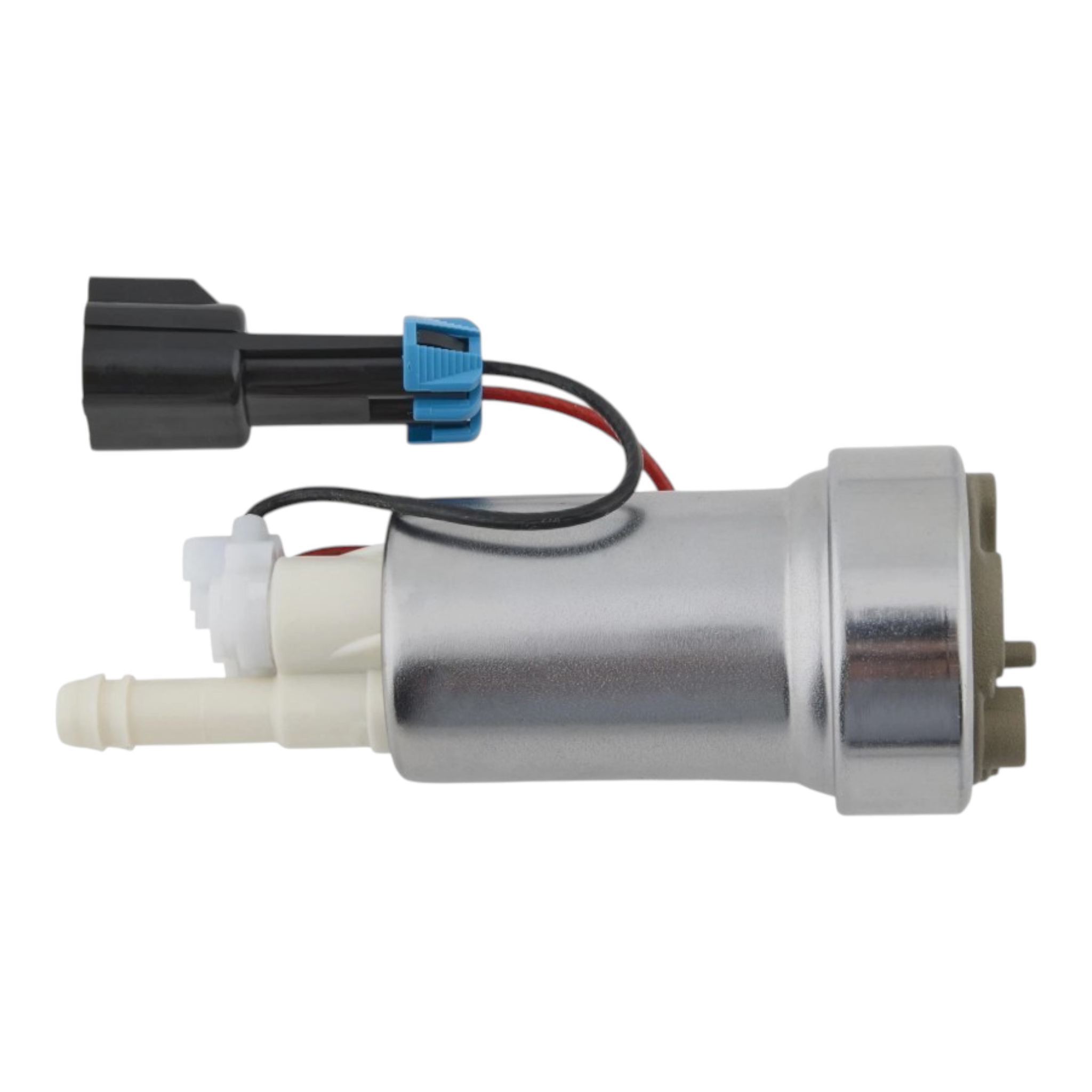ICT Billet Ti/Walbro 450LPH in-tank fuel pump compatible with E85 and gasoline, featuring a silver metal housing.