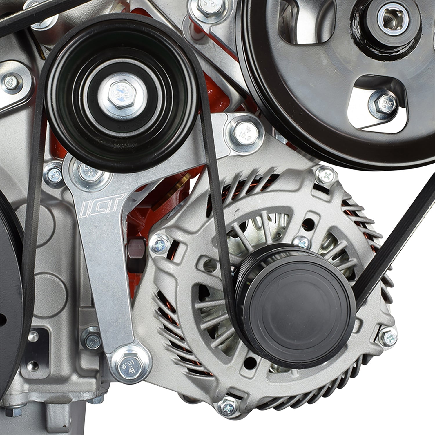 L77 Alternator Bracket Complete Idler Pulley G8 SS Caprice Factory LSX Billet - ICT Billet 551887-1