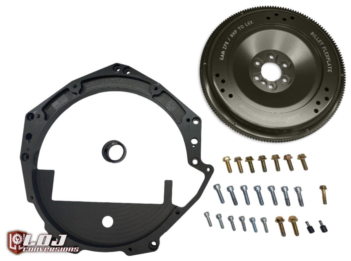LOJ - LS Engine to 8HP Transmission Adapter / Flywheel - ICT Billet LOJ-LS-6BOLT-46MM