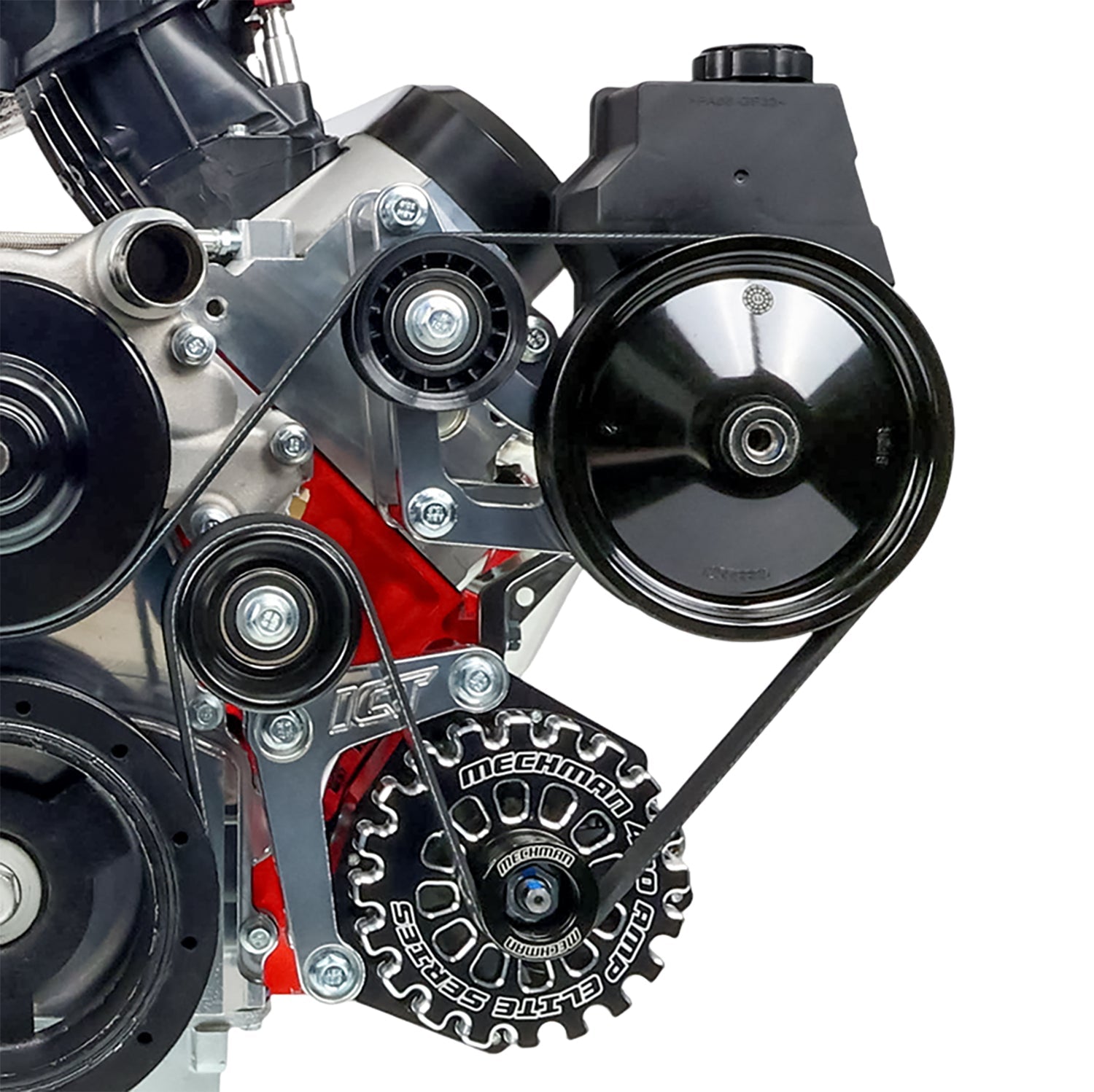 Low Mount Alternator, Power Steering Pump Brackets Compatible with LS Corvette LSX LS1 LS3 LS2 - ICT Billet 551769-1