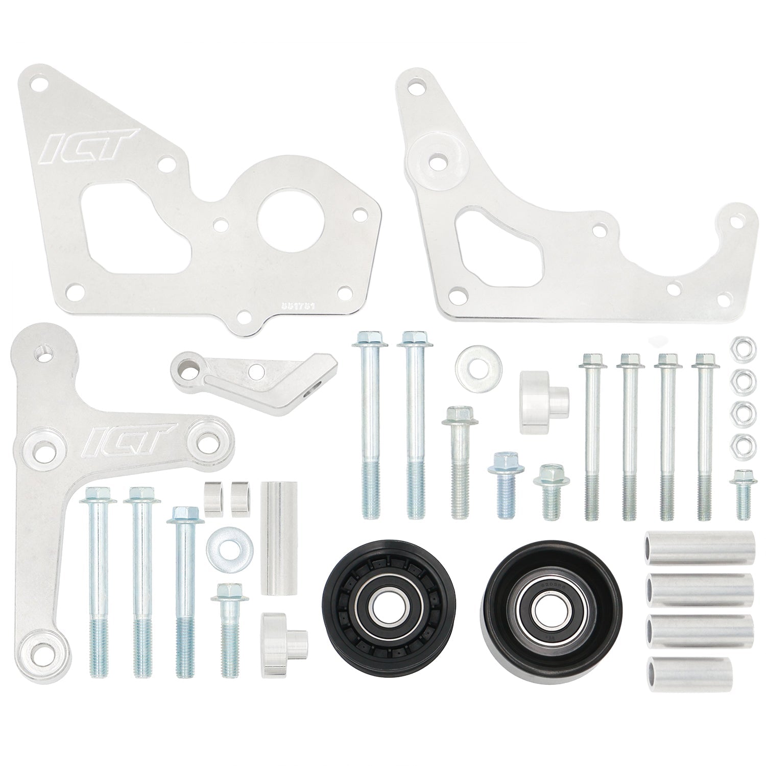 Low Mount Alternator, Power Steering Pump Brackets Compatible with LS Corvette LSX LS1 LS3 LS2 - ICT Billet 551769-1