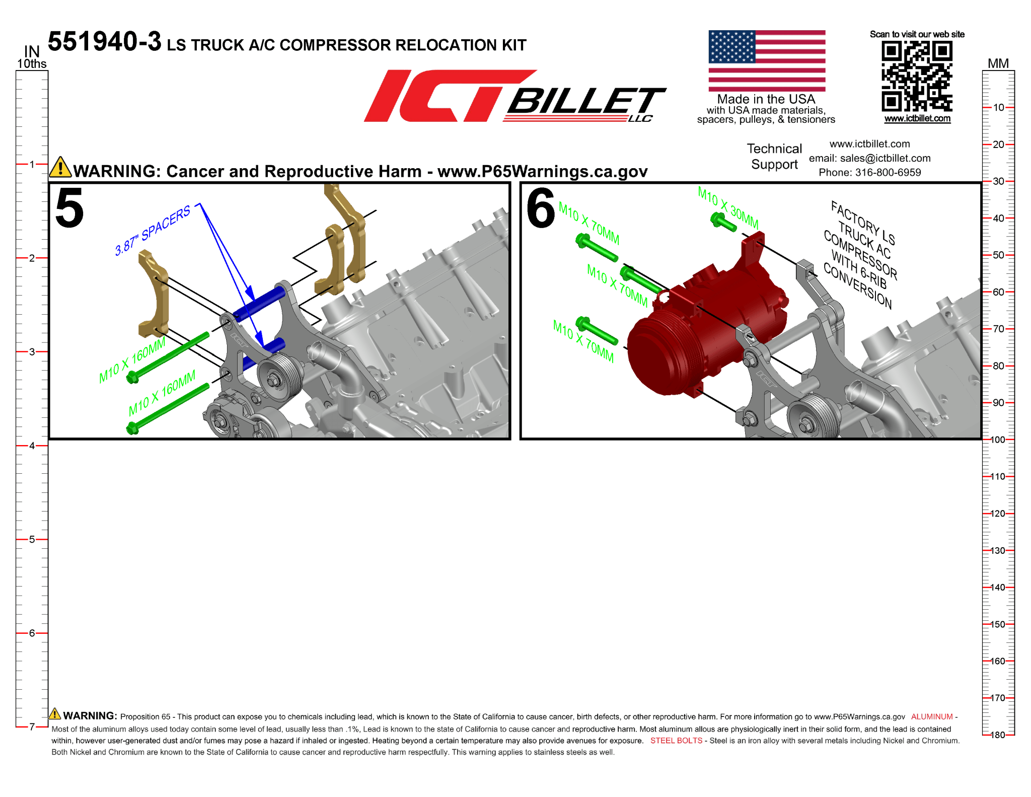 LS A/C Bracket Denso 10S - LS Truck Compressor - ICT Billet 551940-3