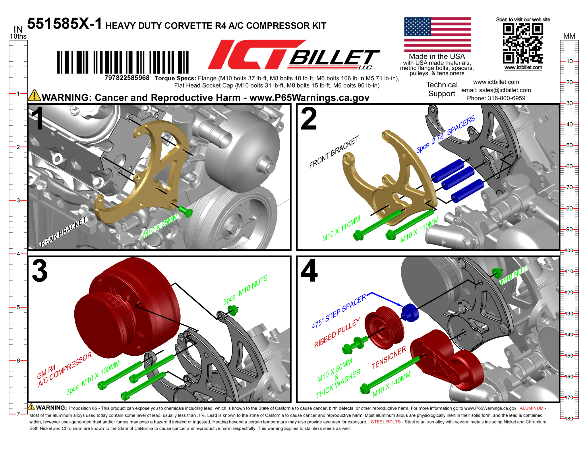 LS A/C Bracket R4 - Corvette Spacing - ICT Billet 551585X-1