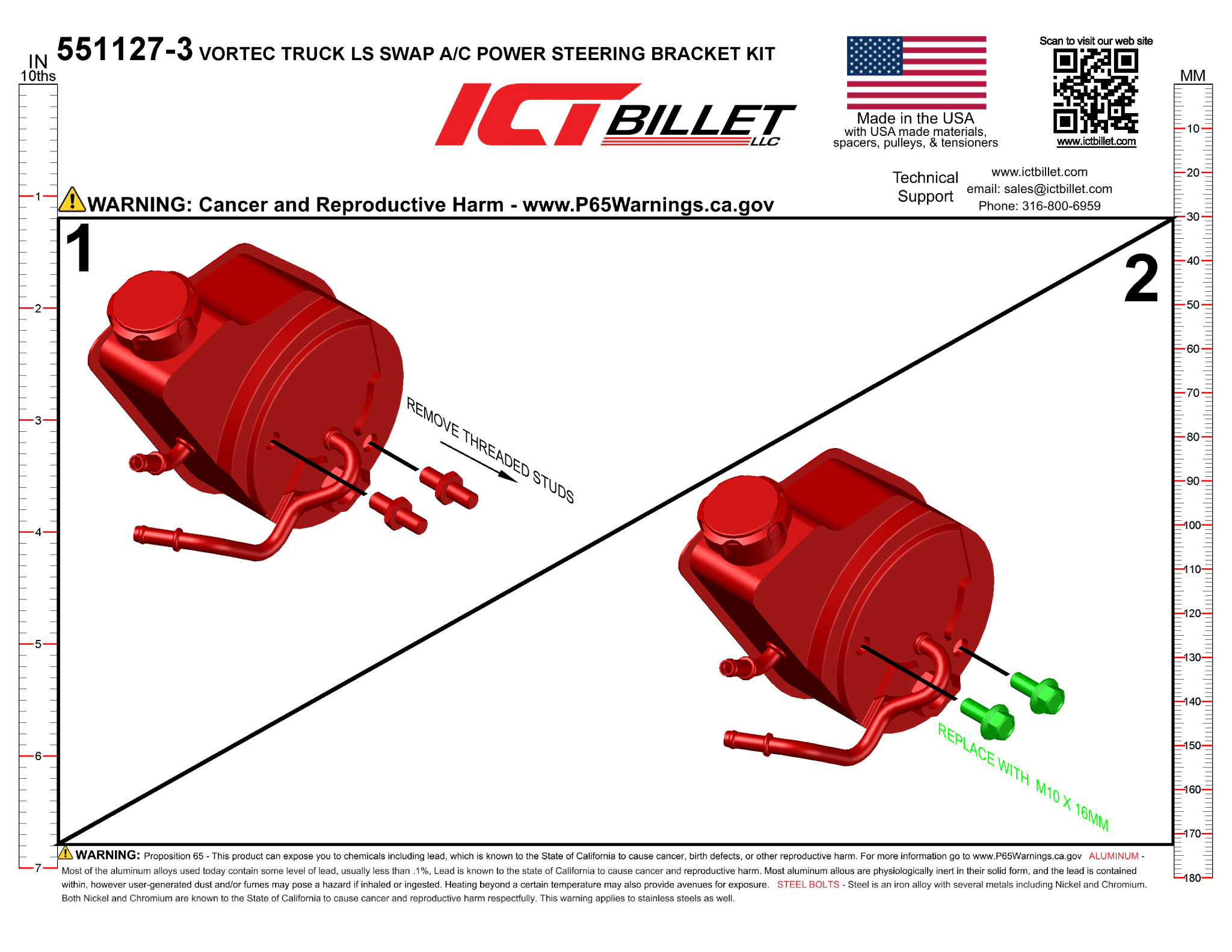 LS A/C & Power Steering Bracket HT6 - 96-98 Silverado - Truck Spacing - ICT Billet 551127-3