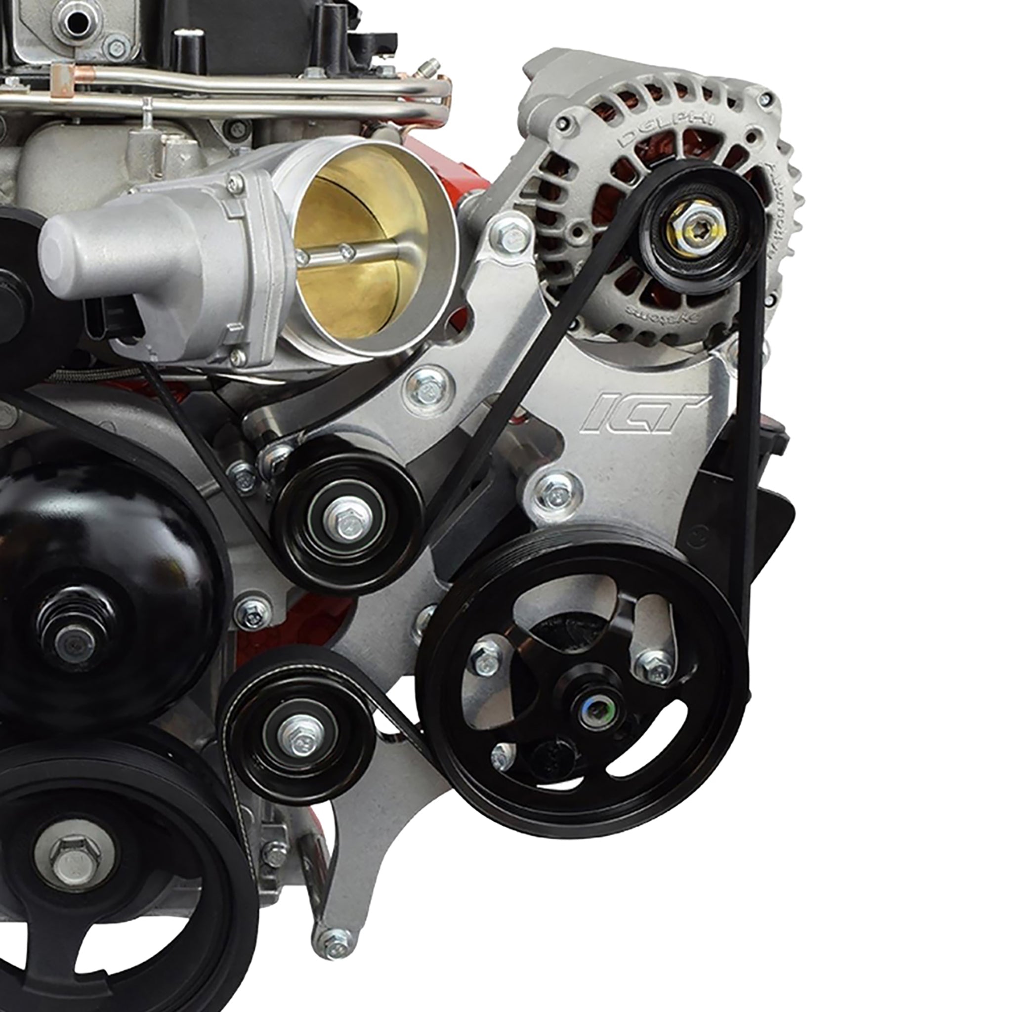 LS Alternator and Power Steering Bracket - Saginaw Pump - Truck Spacing (LSA 6-rib) - ICT Billet 551787A-3