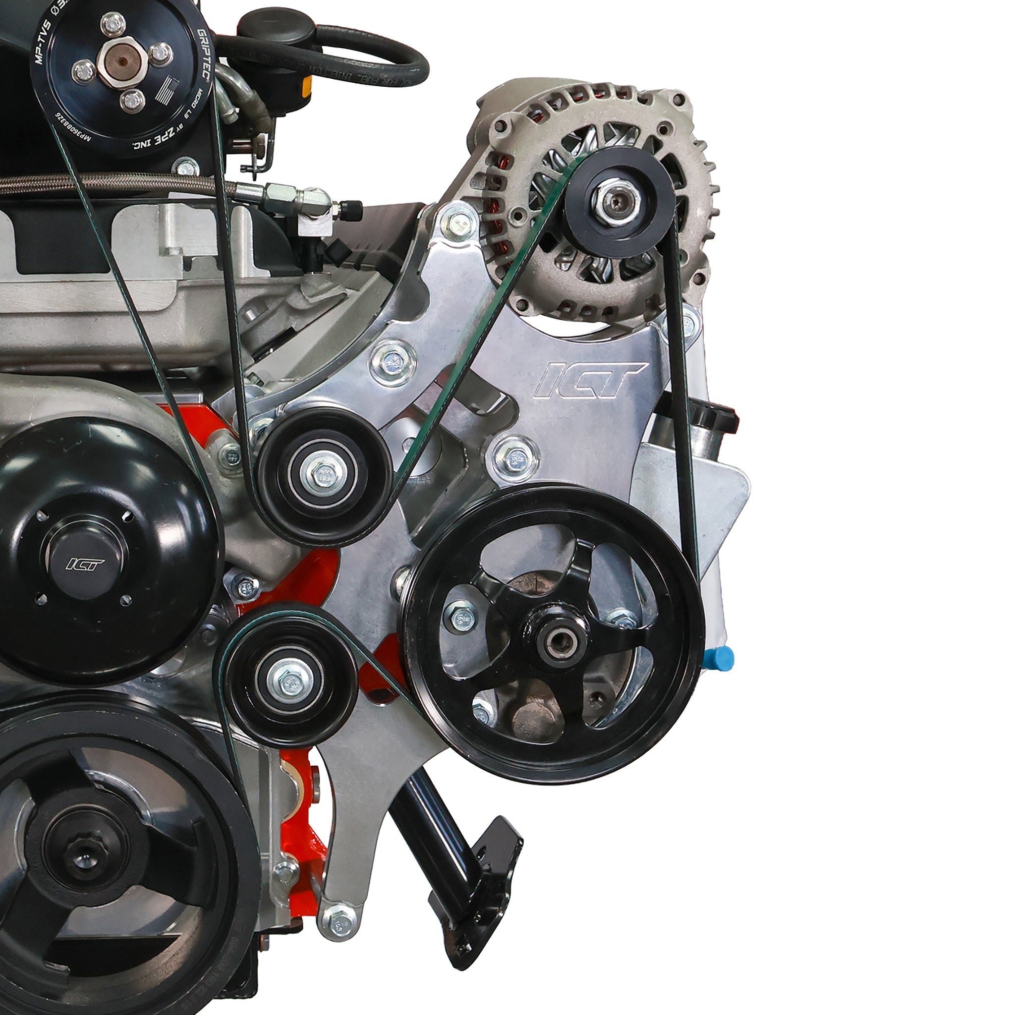 LS Alternator and Power Steering Bracket - Saginaw Pump - Truck Spacing (LSA 6-rib) - ICT Billet 551787A-3