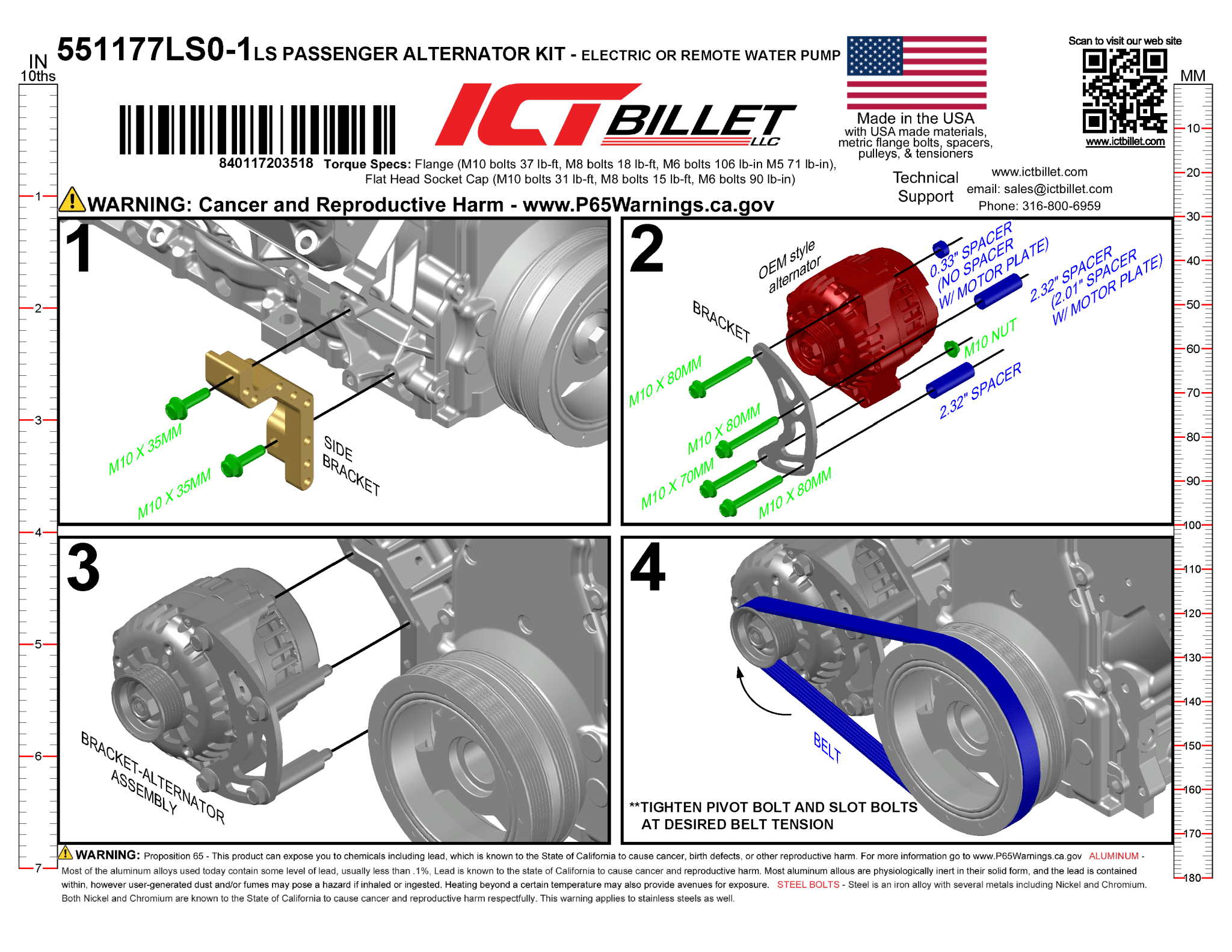 LS Alternator Bracket - Corvette Spacing (Remote Water Pump) - ICT Billet 551177LS0-1