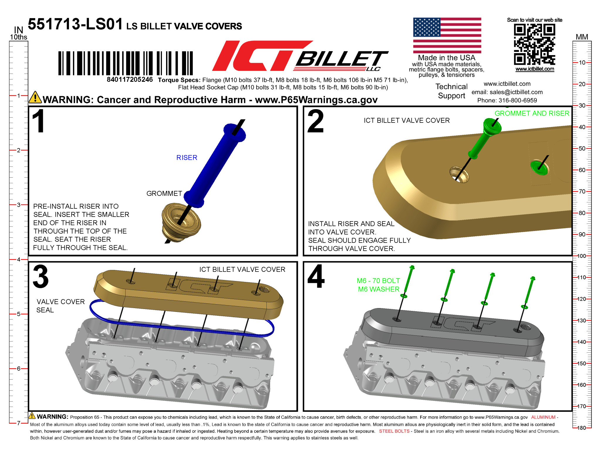 LS Billet Aluminum Valve Cover Set -12orb PCV - Black Cerekote - ICT Billet 551713-LS01B