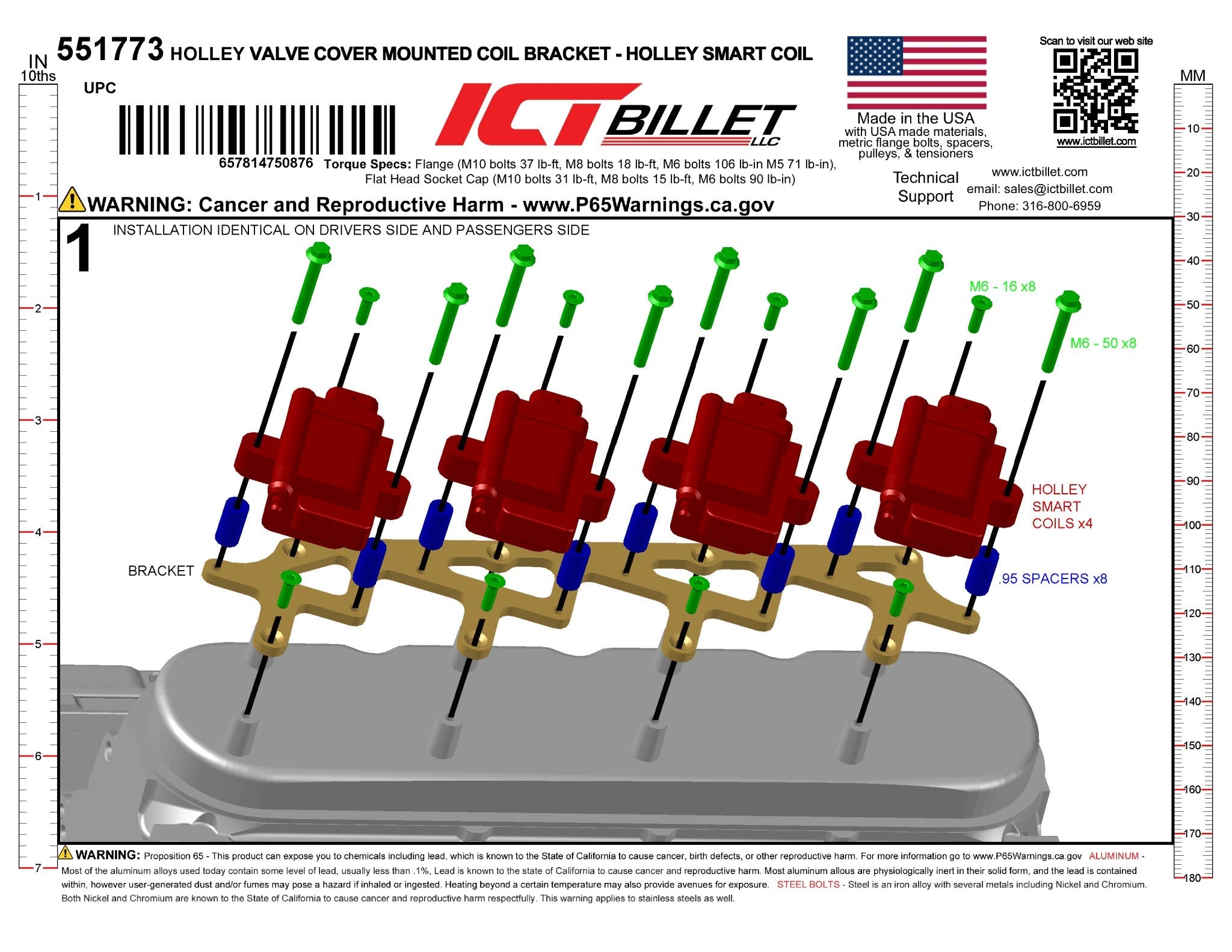 LS Billet Coil Brackets Compatible with Holley AMP EFI Smart Coil Pack for Holley Valve Covers - ICT Billet 551773