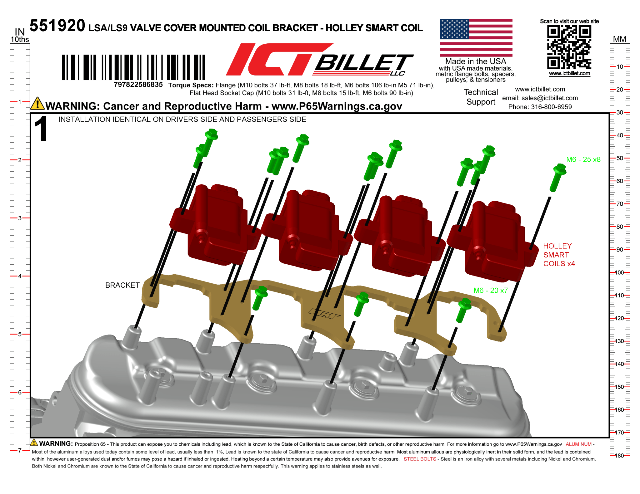 LS Billet Coil Brackets Compatible with Holley AMP EFI Smart Coil Pack (LSA LS9 Valve Cover ONLY) - ICT Billet 551920
