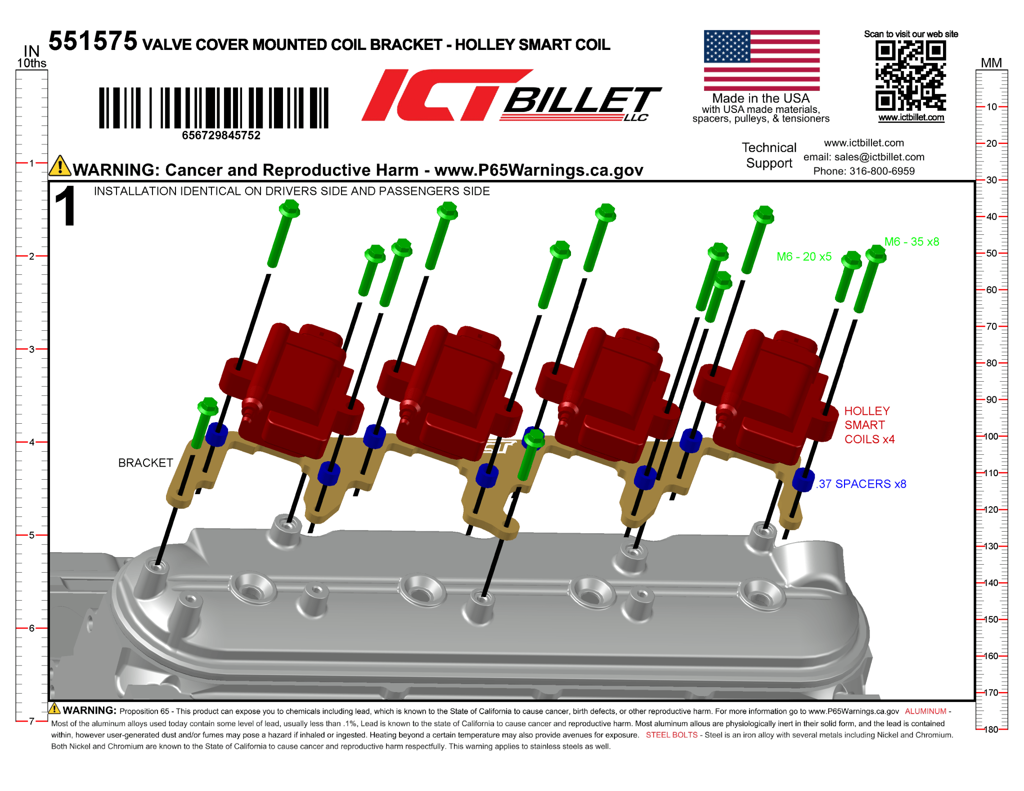 LS Billet Coil Brackets Compatible with Holley EFI Coil Packs LS1 - ICT Billet 551575