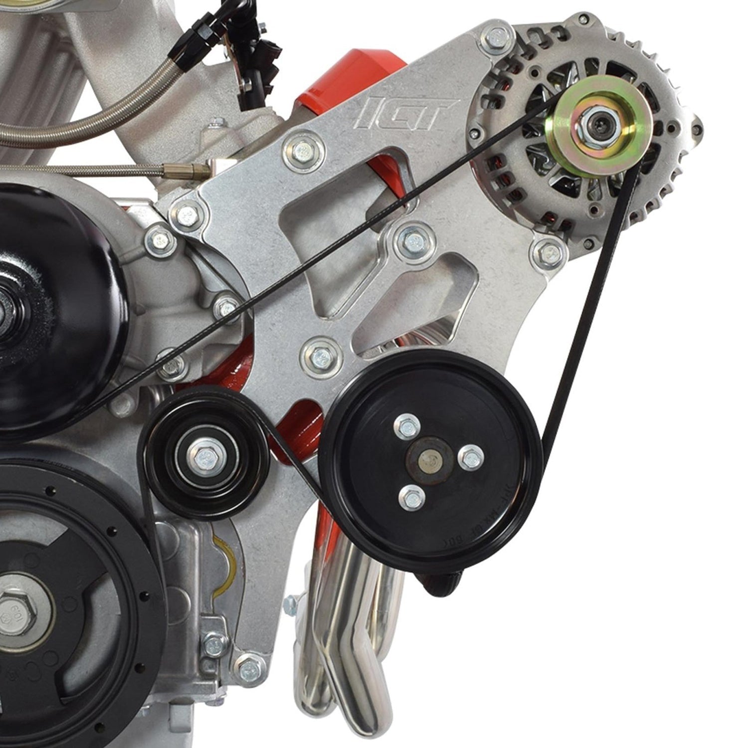 LS BMW 330i E46 Swap Alternator & Power Steering Bracket Kit Corvette LS1 LS3 - ICT Billet 551796-1