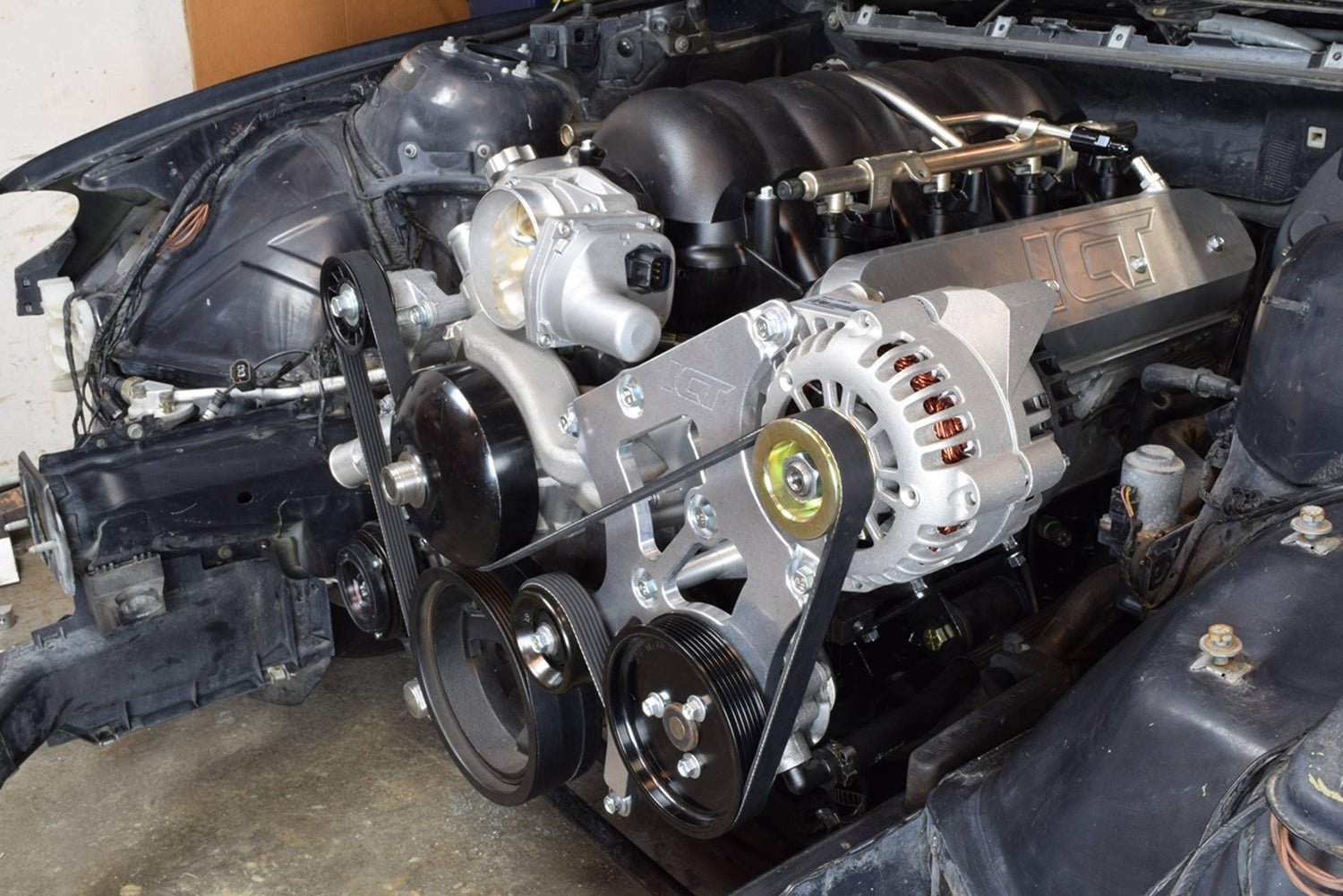 LS BMW E46 Swap Alternator & Power Steering Bracket Kit Truck LS3 5.3L 6.0L - ICT Billet 551796-3