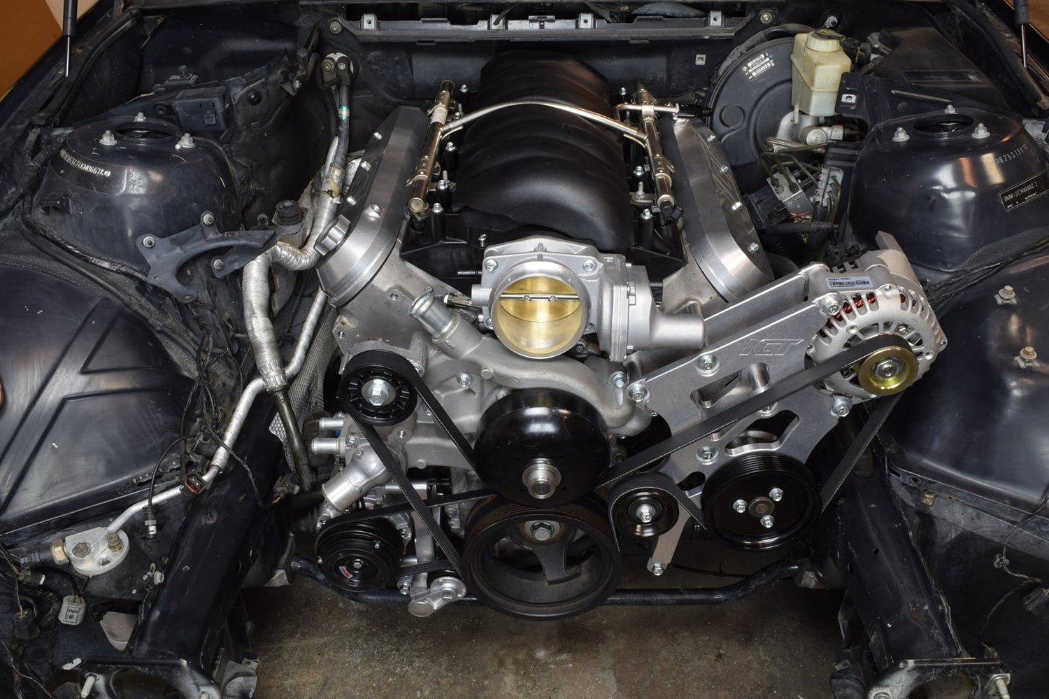 LS BMW E46 Swap Alternator & Power Steering Bracket Kit Truck LS3 5.3L 6.0L - ICT Billet 551796-3