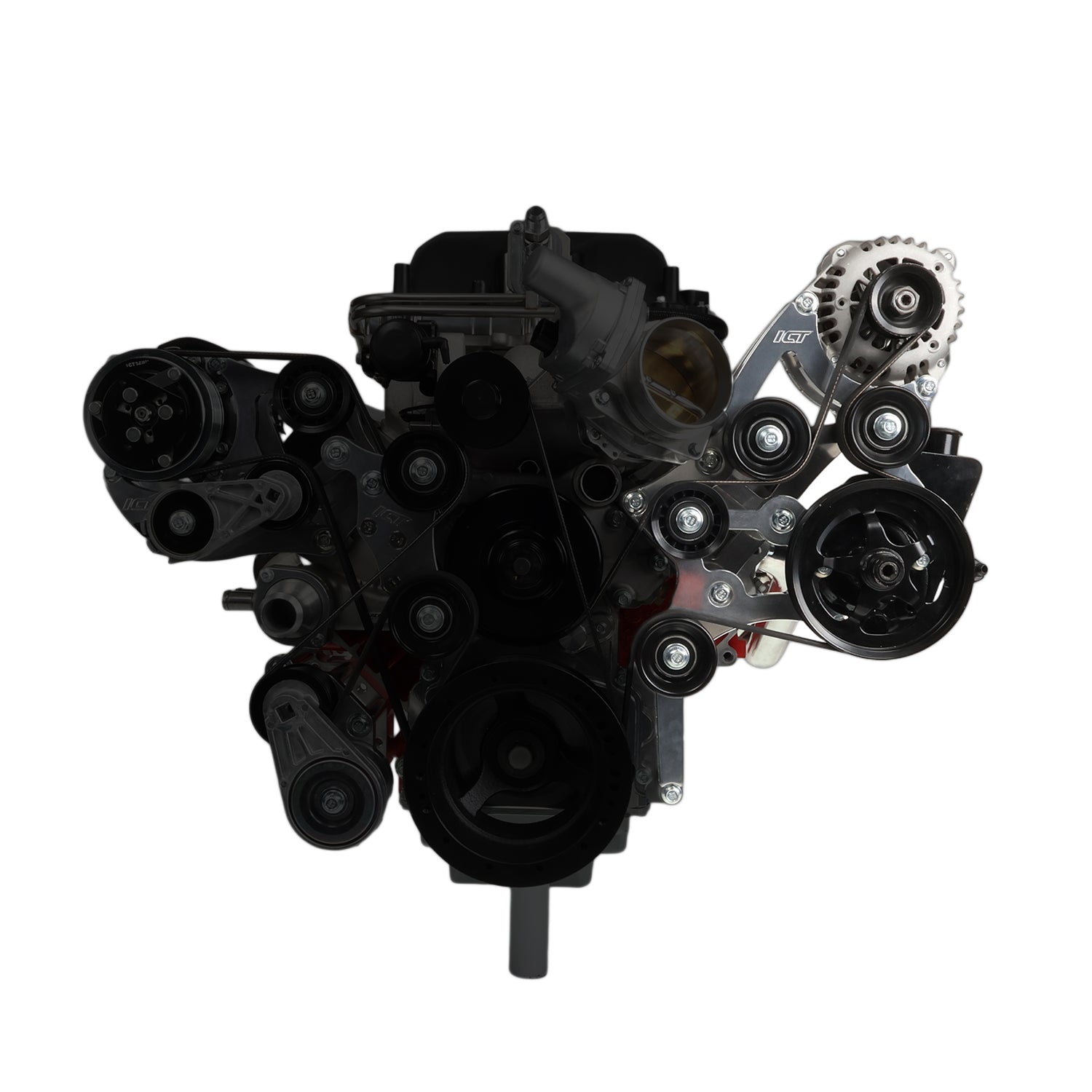 LS C10 / C1500 Truck Alternator and Power Steering Bracket - Corvette Spacing - ICT Billet BKT - LS002 - 1