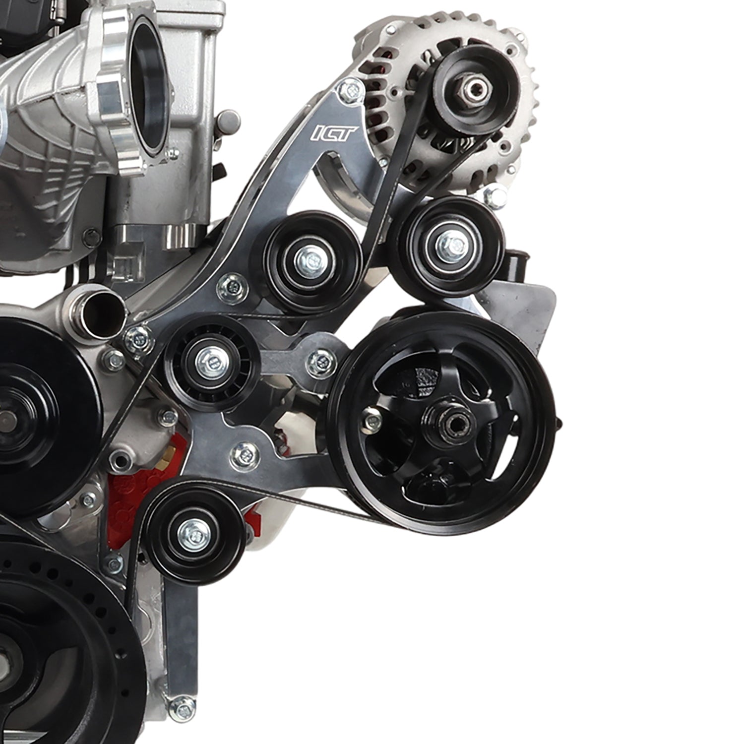 LS C10 / C1500 Truck Alternator and Power Steering Bracket - Corvette Spacing - ICT Billet BKT - LS002 - 1