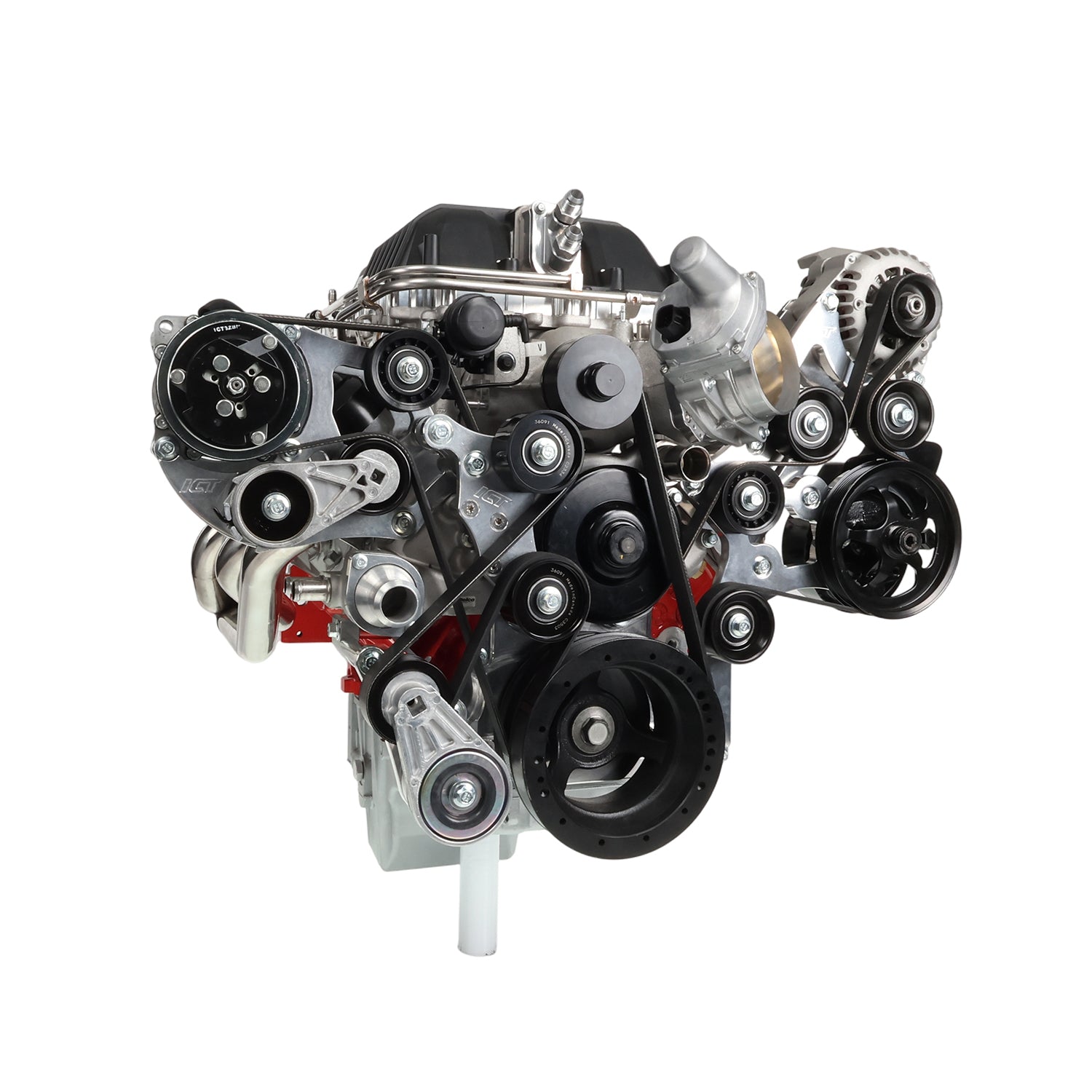 LS C10 / C1500 Truck Alternator and Power Steering Bracket - Corvette Spacing - ICT Billet BKT - LS002 - 1