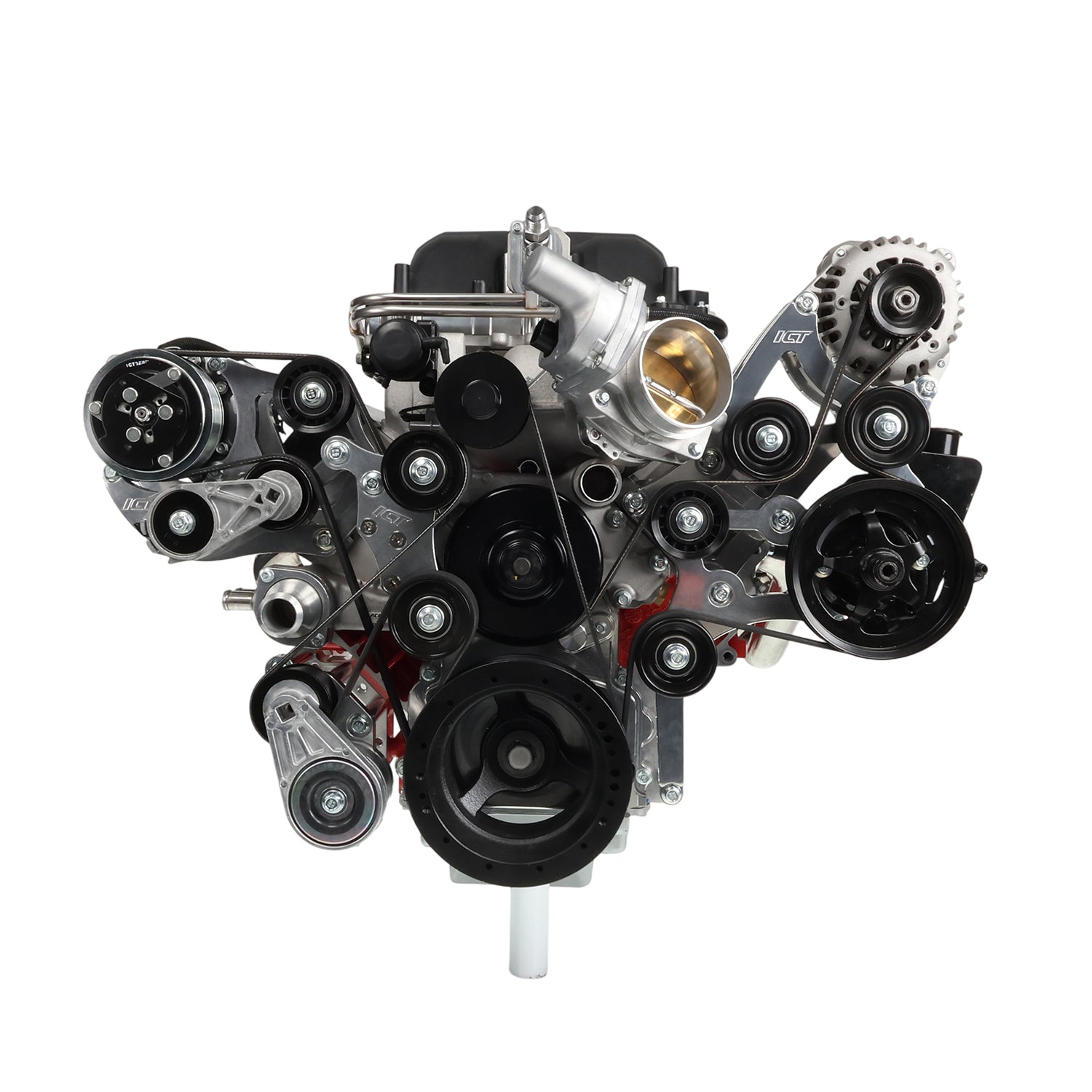 LS C10 / C1500 Truck Alternator and Power Steering Bracket - Corvette Spacing - ICT Billet BKT - LS002 - 1