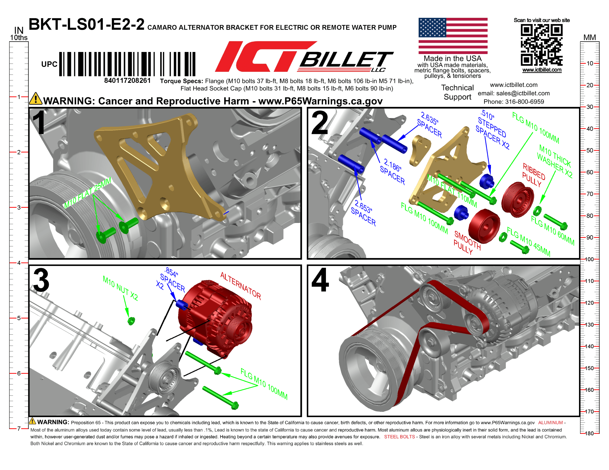 LS Camaro - Alternator Bracket for Electric Water Pump - ICT Billet BKT-LS01-E2-2