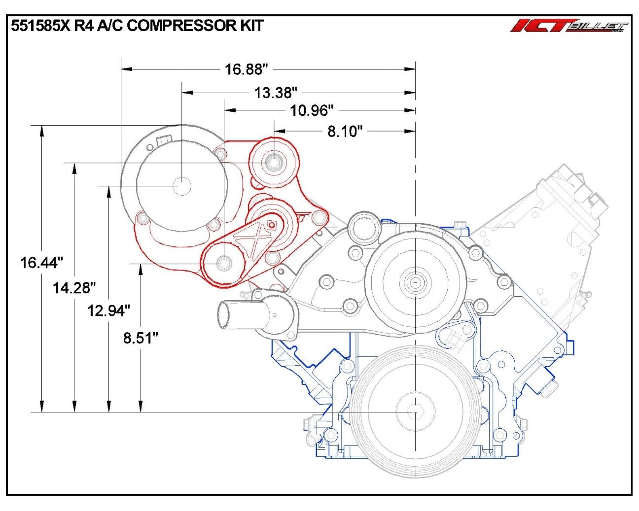 LS Camaro R4 A/C Compressor Bracket Kit - ICT Billet 551585X-2
