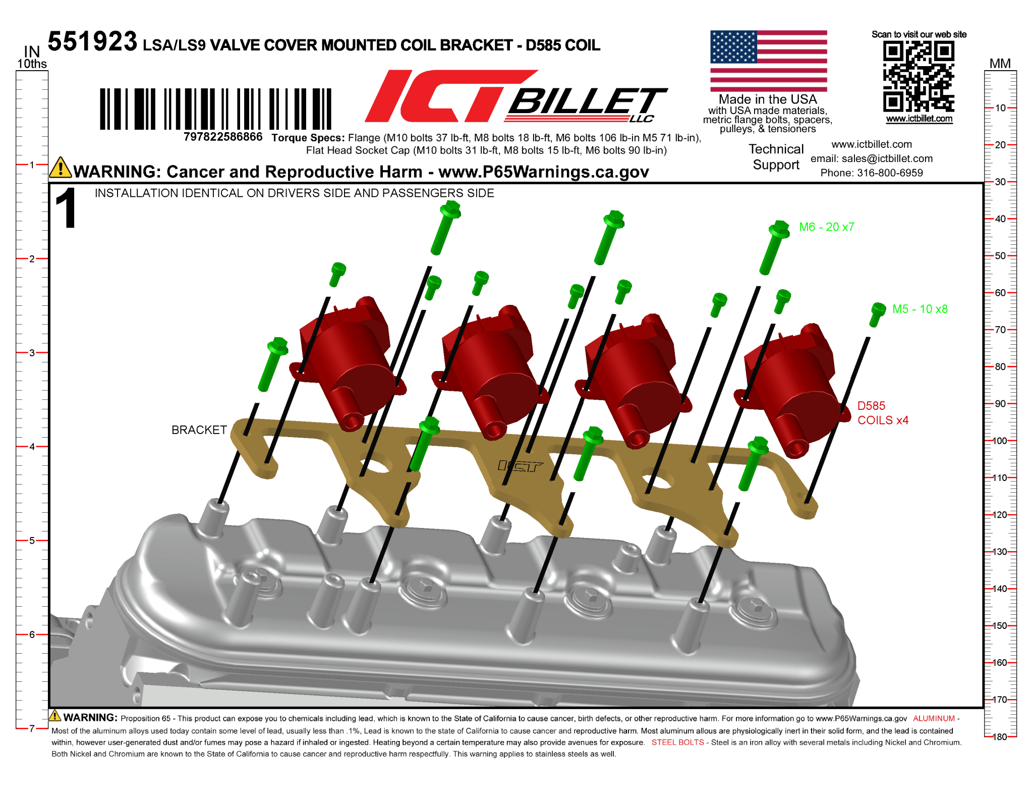 LS Coil Brackets 19005218 D585 Heat Sink (compatible with LSA LS9 Valve Covers ONLY) - ICT Billet 551923