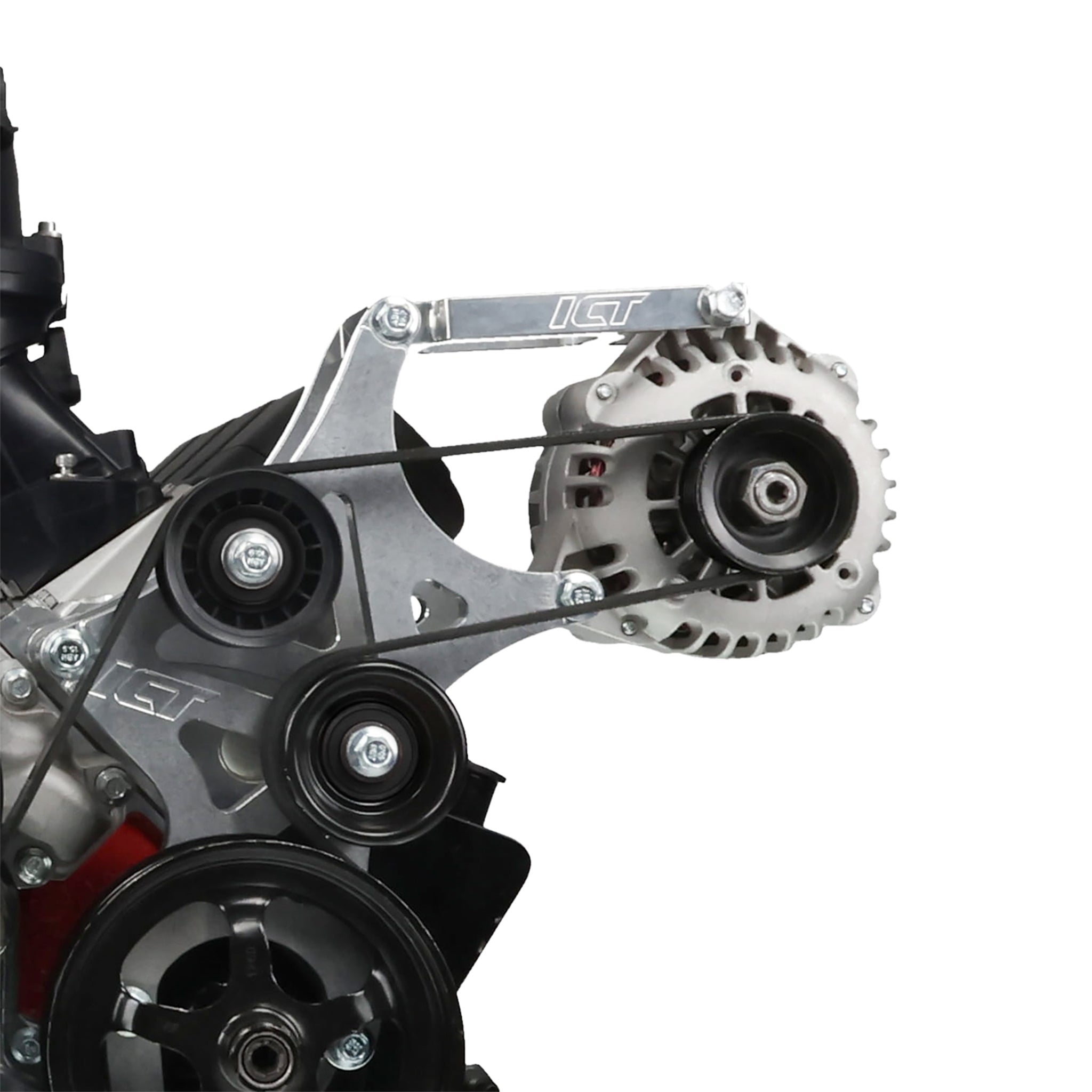 LS Corvette (& Camaro LS3 L99) Alternator Extended Length Adapter / Extension Bracket - ICT Billet 551905-X350