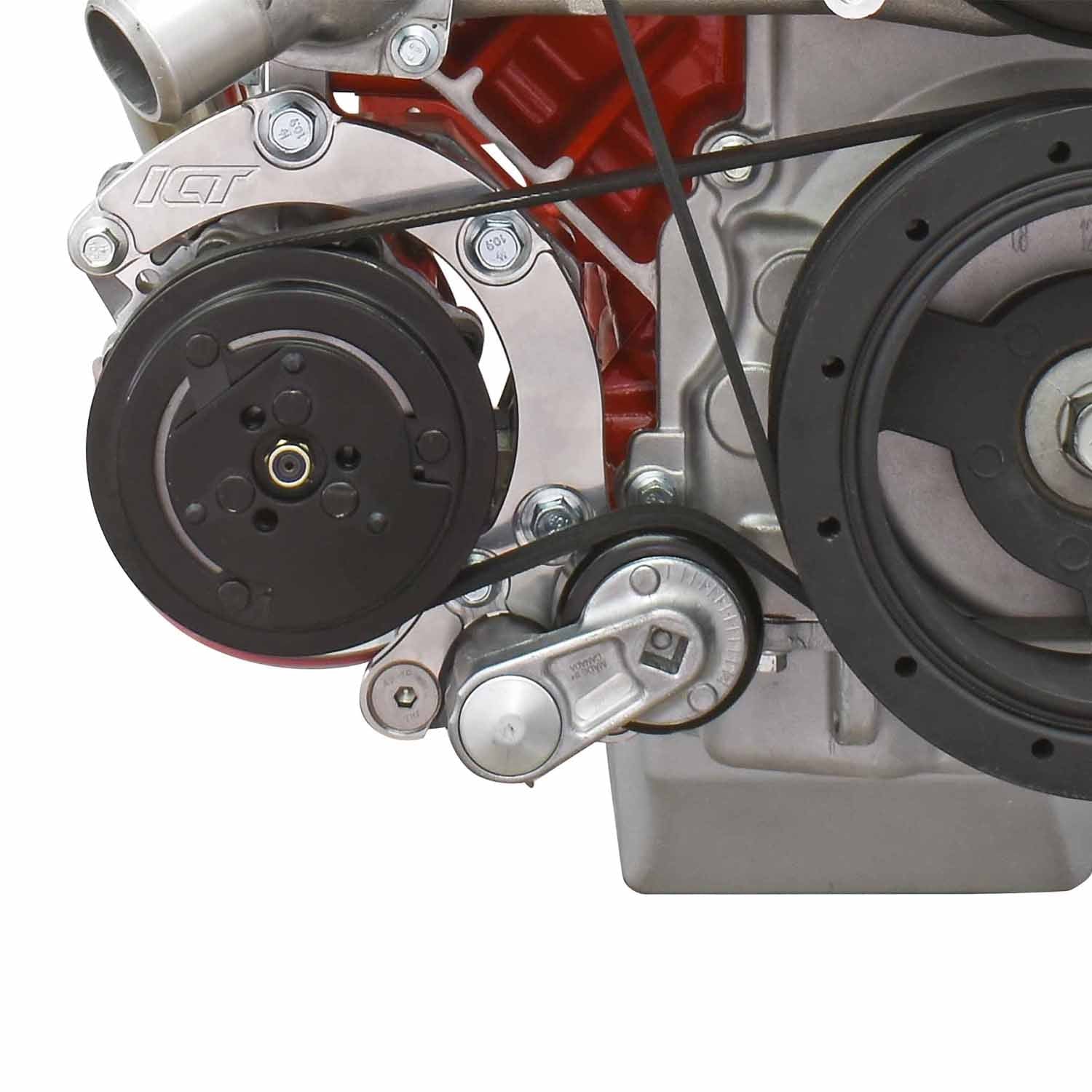 LS Corvette - Low Mount 4-Rib A/C Compressor Bracket Sanden 7176 - ICT Billet 551137-LS74-1