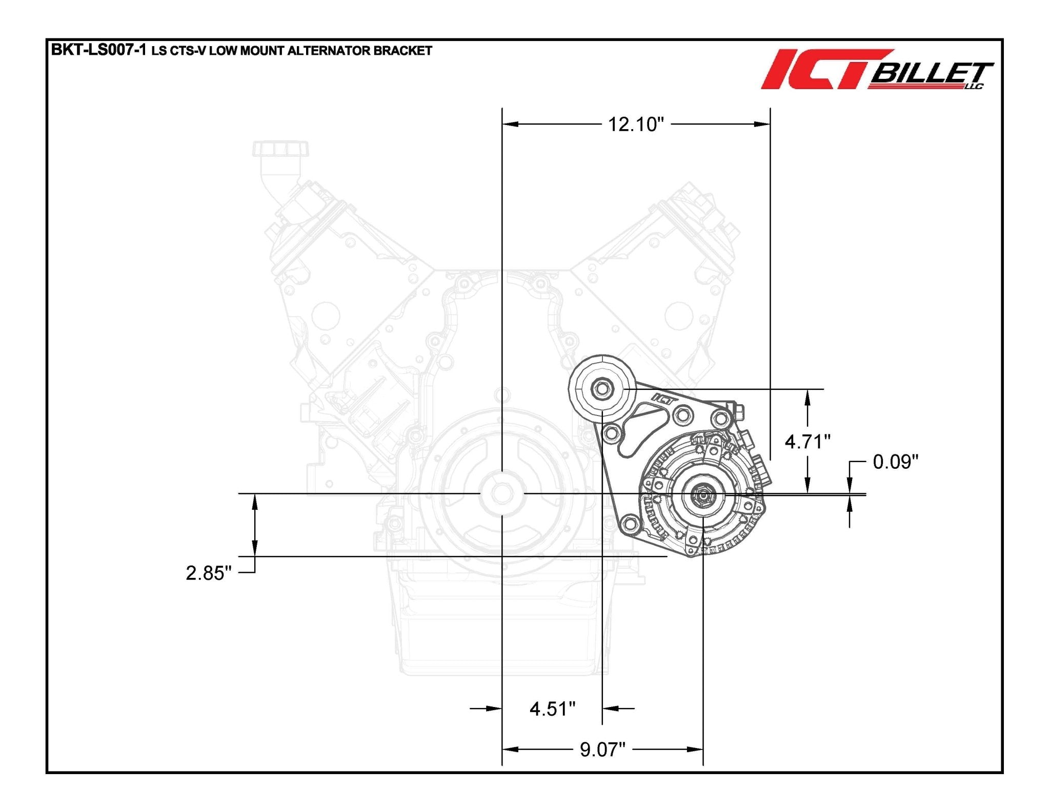 LS CTS - V Low Mount Alternator Bracket - ICT Billet BKT-LS007-1
