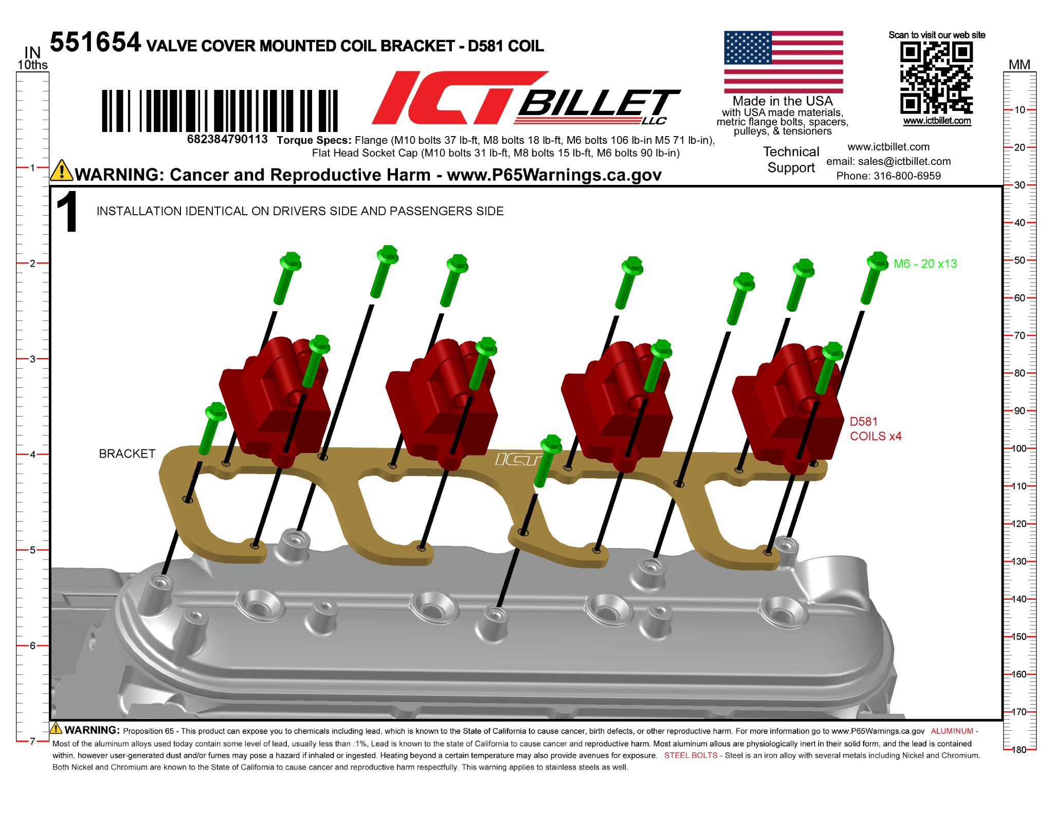 LS D581 Square Coil Brackets Set (D514A & D510C coils require spacer kit) - ICT Billet 551654