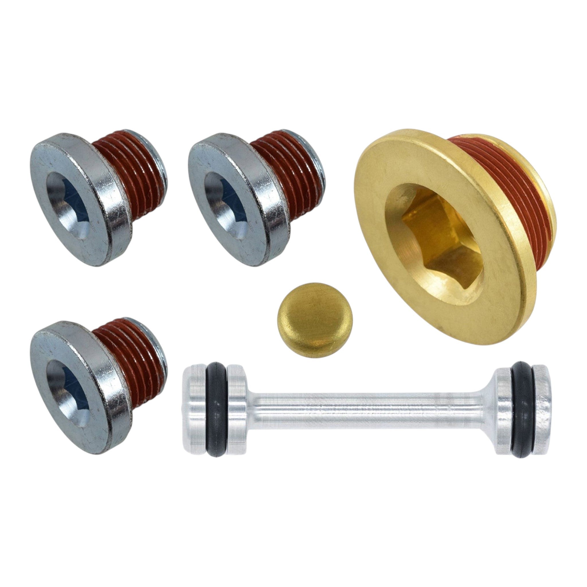 LS Engine Block Coolant Oil Threaded Drain Plug Kit w/ Billet Barbell - ICT Billet 551280-LS