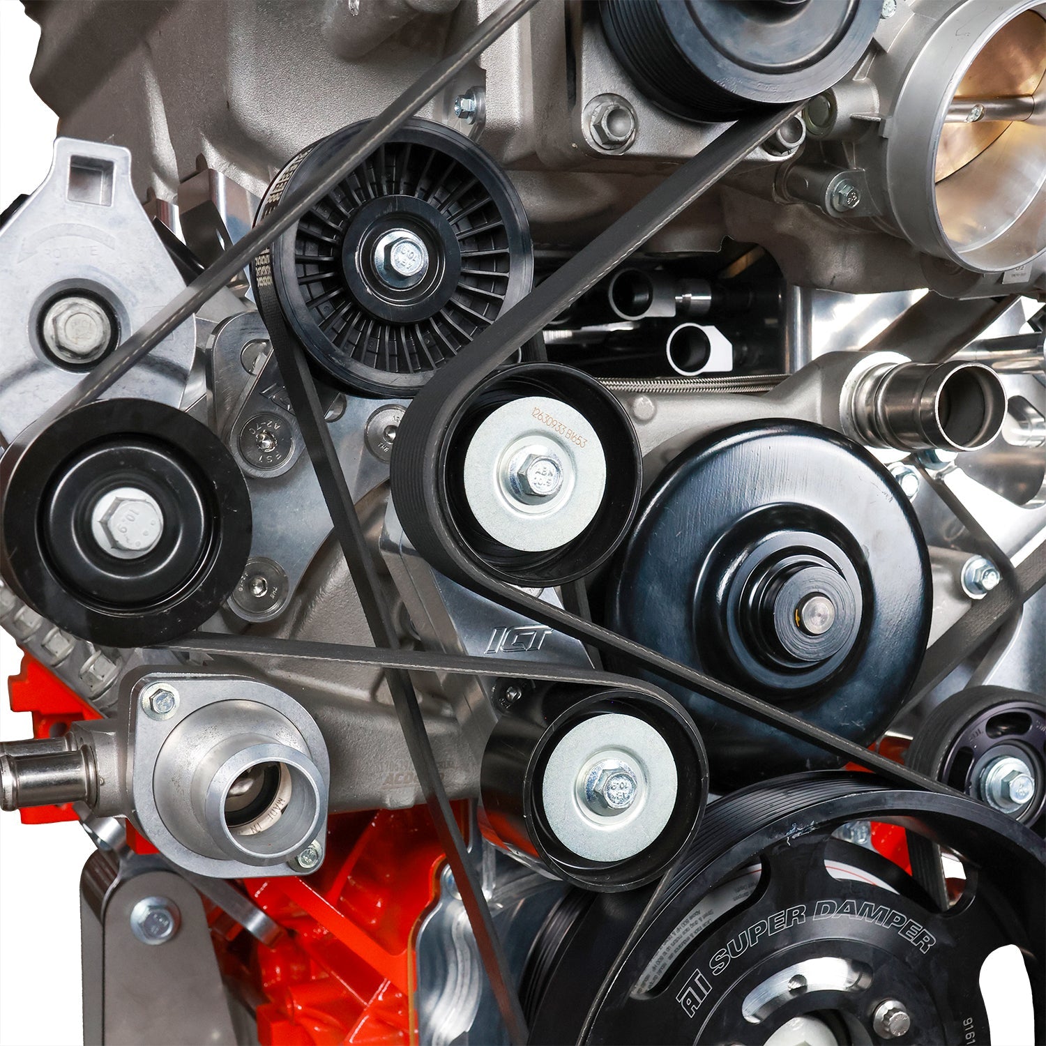 LS Engine to Escalade V 10 Rib Idler and Belt Tensioner Brackets Kit - ICT Billet 551189-LS-ESV-KIT