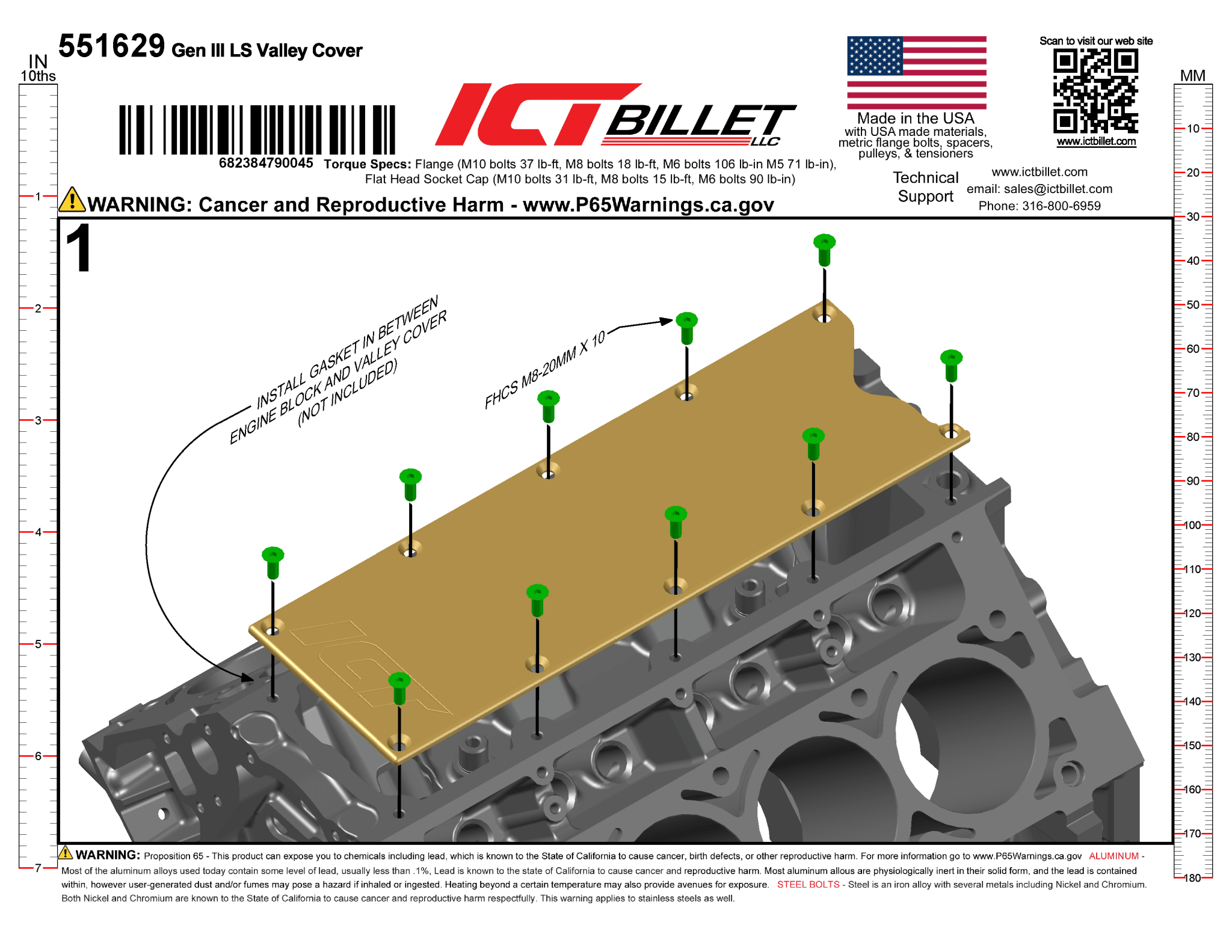 LS Gen 3 Billet Valley Pan Cover Plate (Knock Sensor Delete) LS1 - ICT Billet 551629