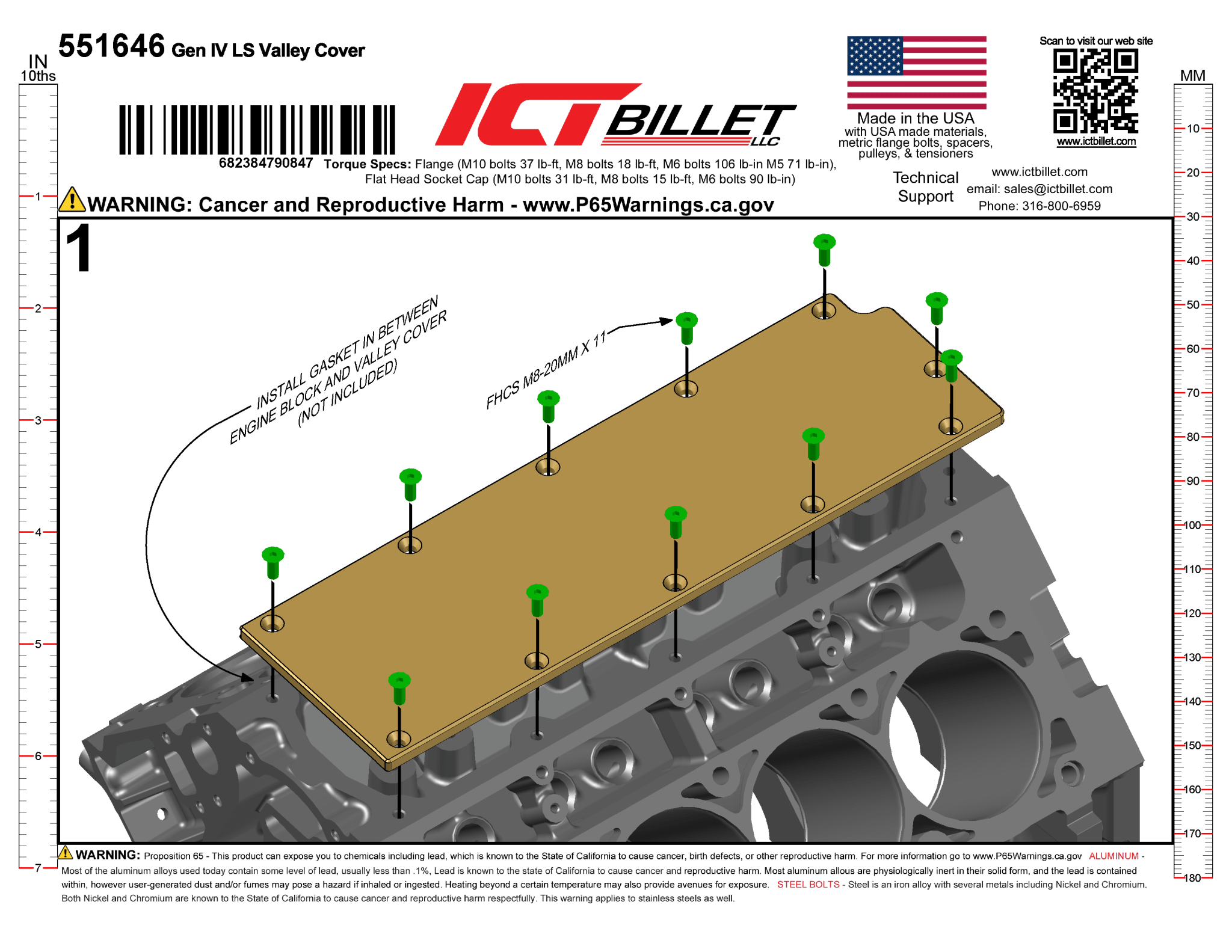 LS Gen 4 Valley Pan Cover Plate for DOD Delete (requires plugs & gasket) - ICT Billet 551646