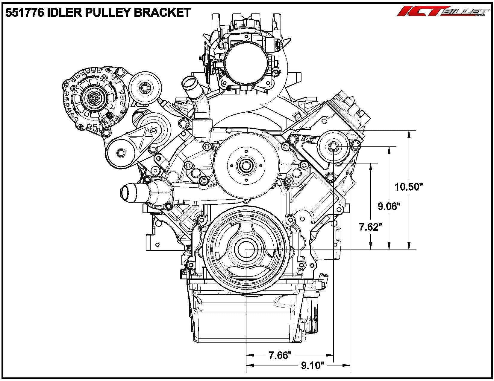 LS Idler Pulley Bracket - Corvette Spacing - ICT Billet 551776-1