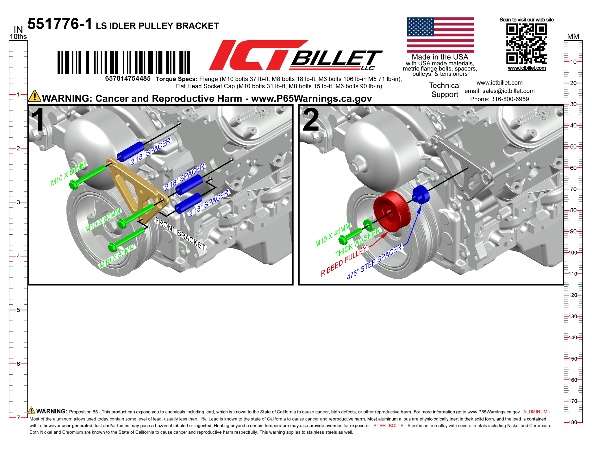 LS Idler Pulley Bracket - Corvette Spacing - ICT Billet 551776-1