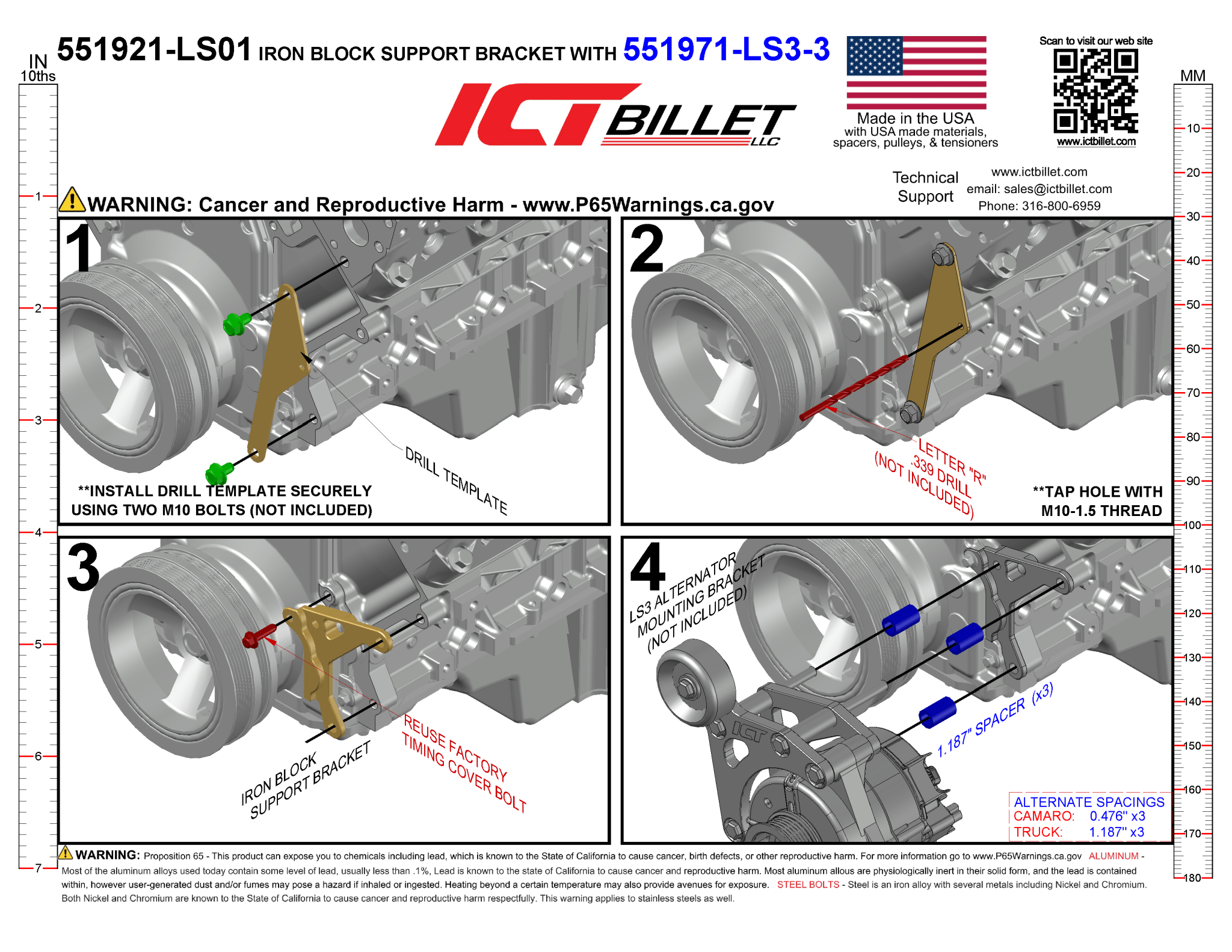 LS Iron Block Accessory Support Bracket - ICT Billet 551921-LS01