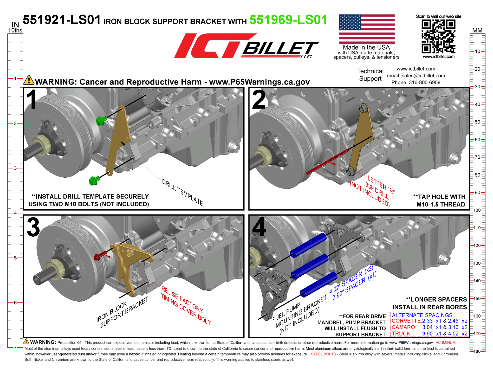 LS Iron Block Accessory Support Bracket - ICT Billet 551921-LS01